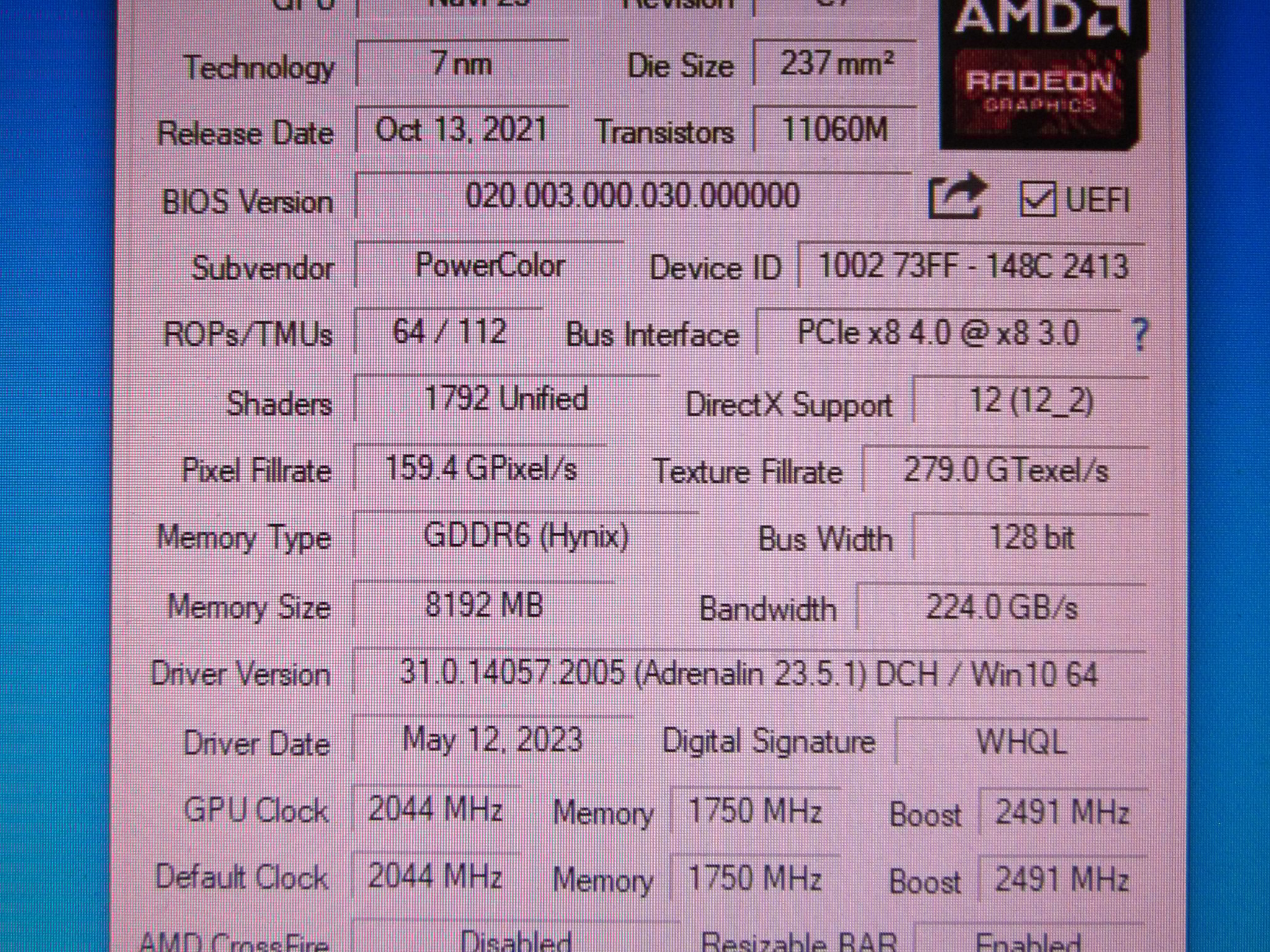 PowerColor Hellhound AMD Radeon RX 6600 8GB GDDR6 Graphics Card