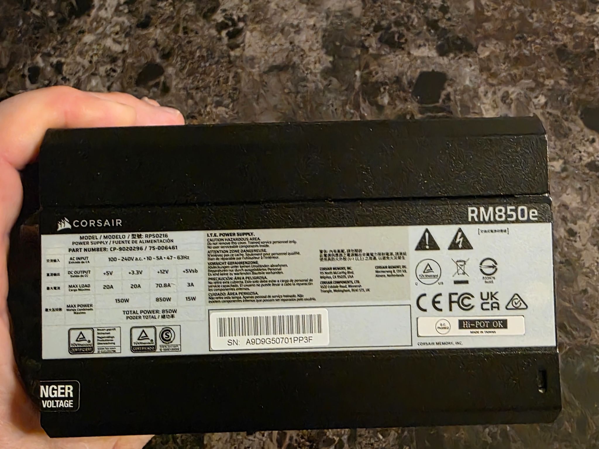 Corsair RMe Series RM850e 850 Watt Cybenetics Gold ATX Fully Modular Power Supply ATX 3.1