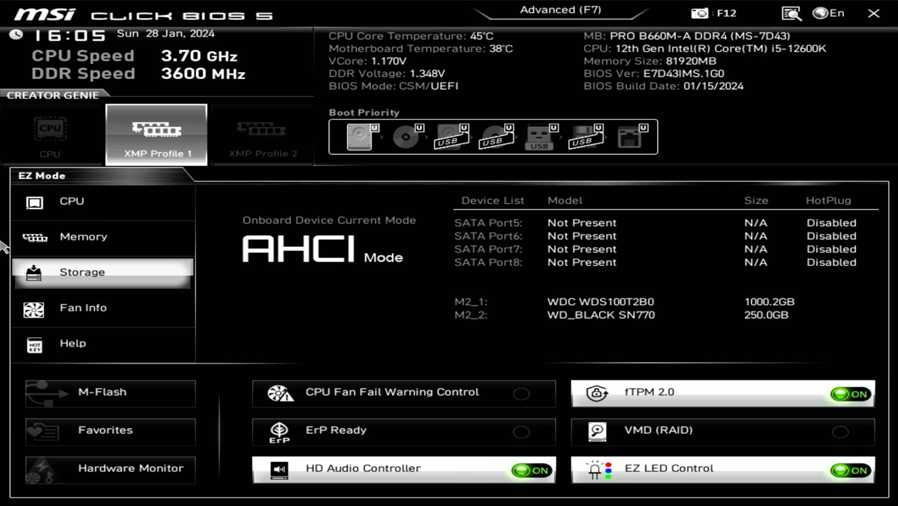 MSI B660M-A Pro DDR4 Intel LGA 1700 ATX Motherboard