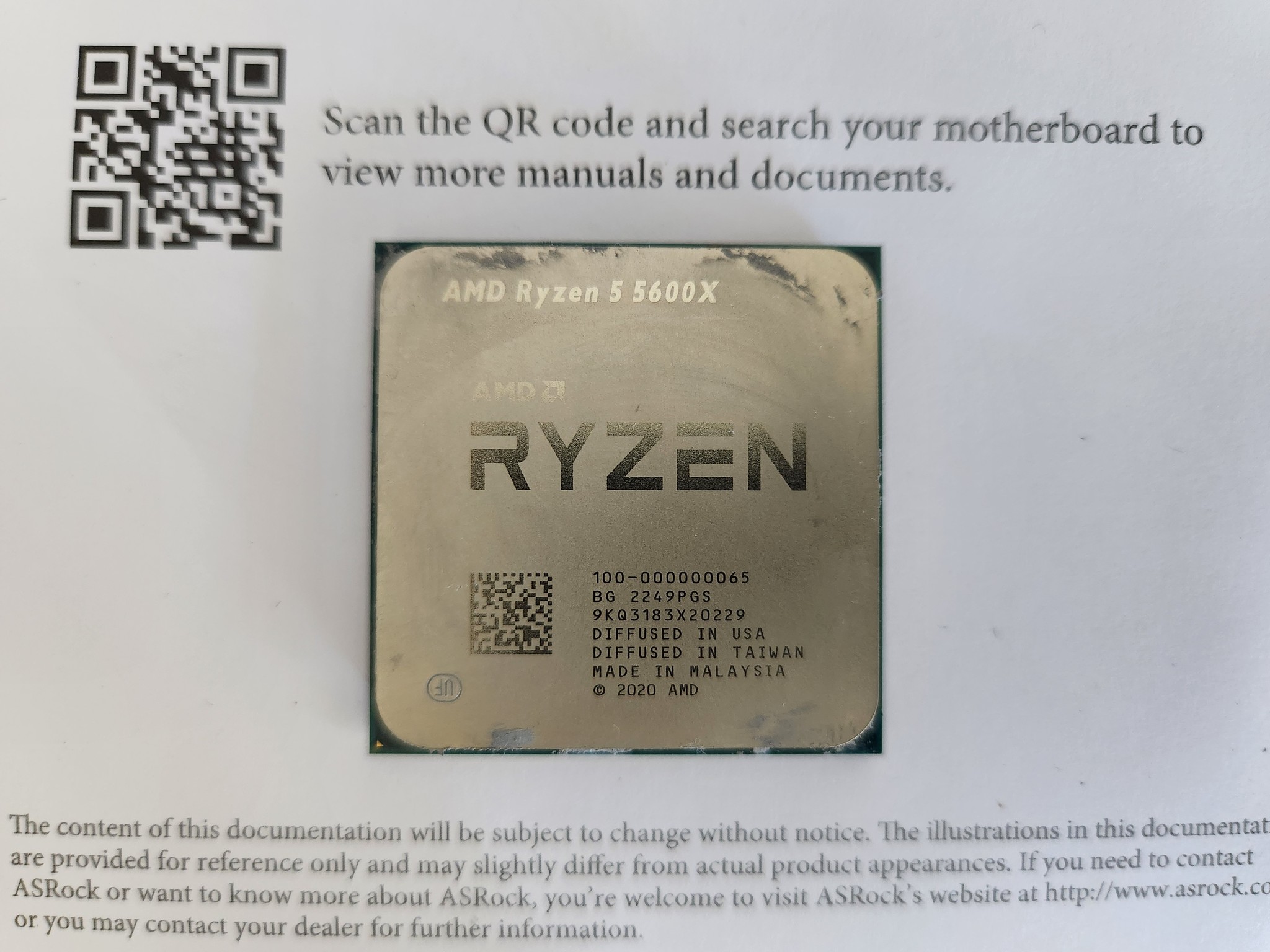 *FOR PARTS* AMD Ryzen 5 5600X 6-Core 12-Thread AM4