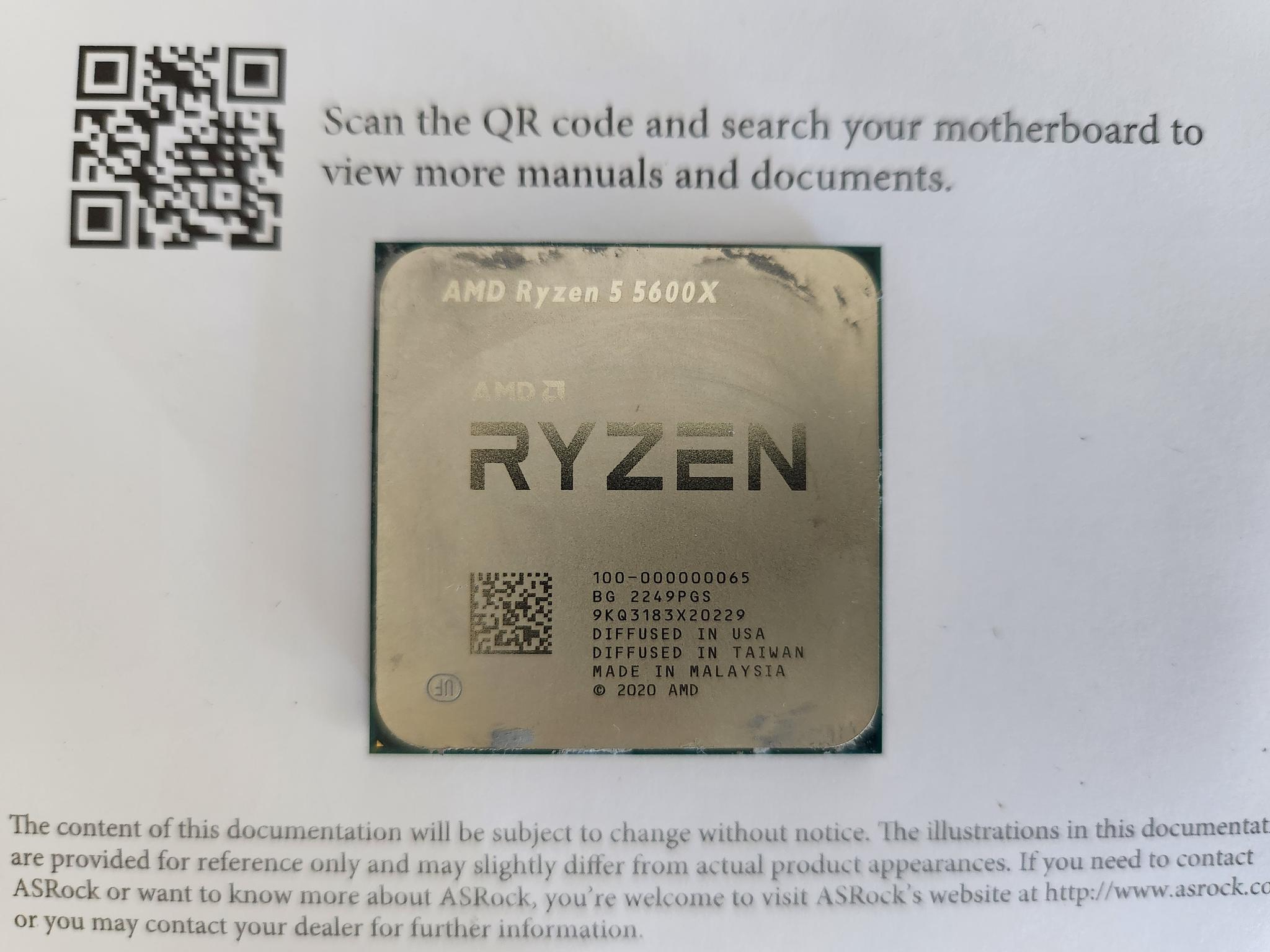 *FOR PARTS* AMD Ryzen 5 5600X 6-Core 12-Thread AM4