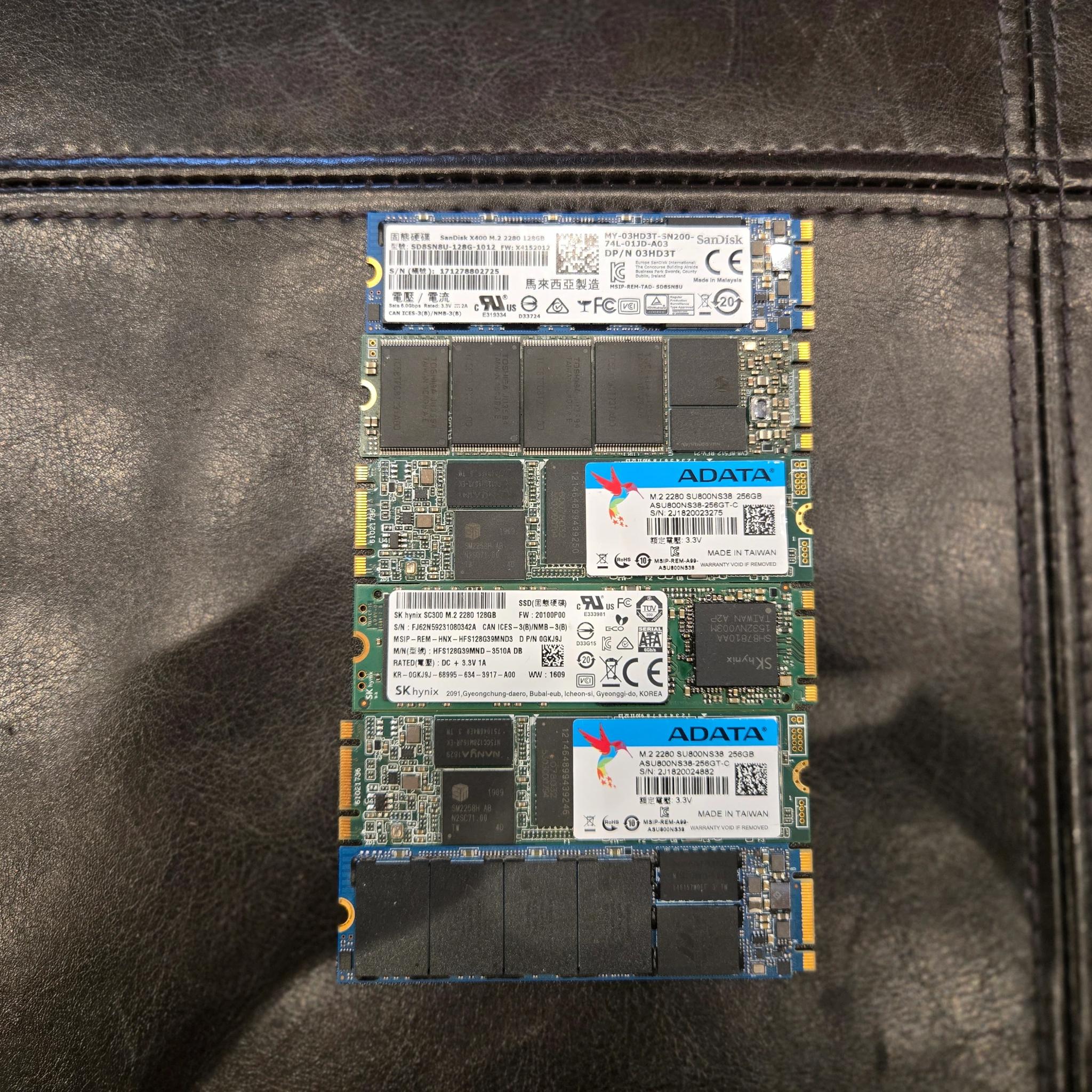 6x 128GB SATA M.2 SSD