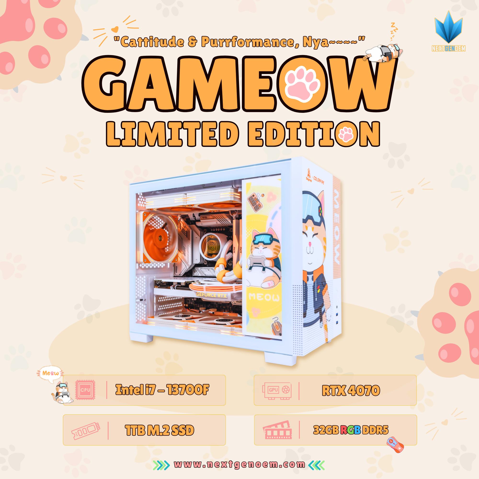 😻GAMEOW 😻Gaming PC 🍊 RTX 4070 12GB 🧡 i7-13700KF 🍊 32GB DDR5 🧡 1T M.2 🍊 Windows