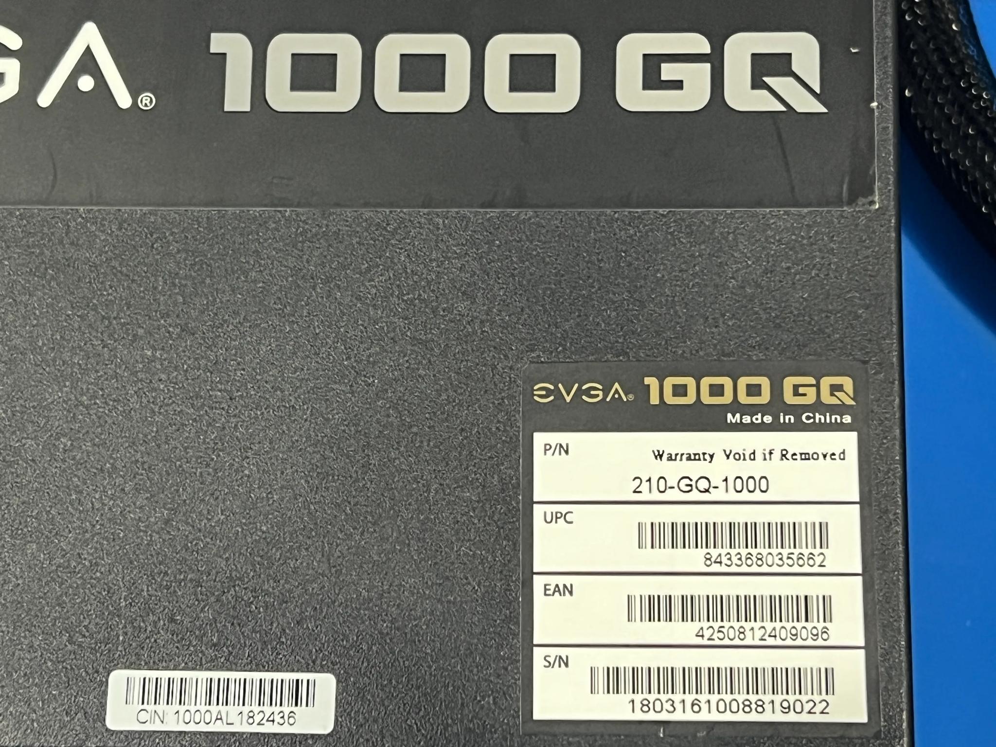 EVGA 1000 GQ, 80+ GOLD 1000W, Semi Modular, EVGA ECO Mode