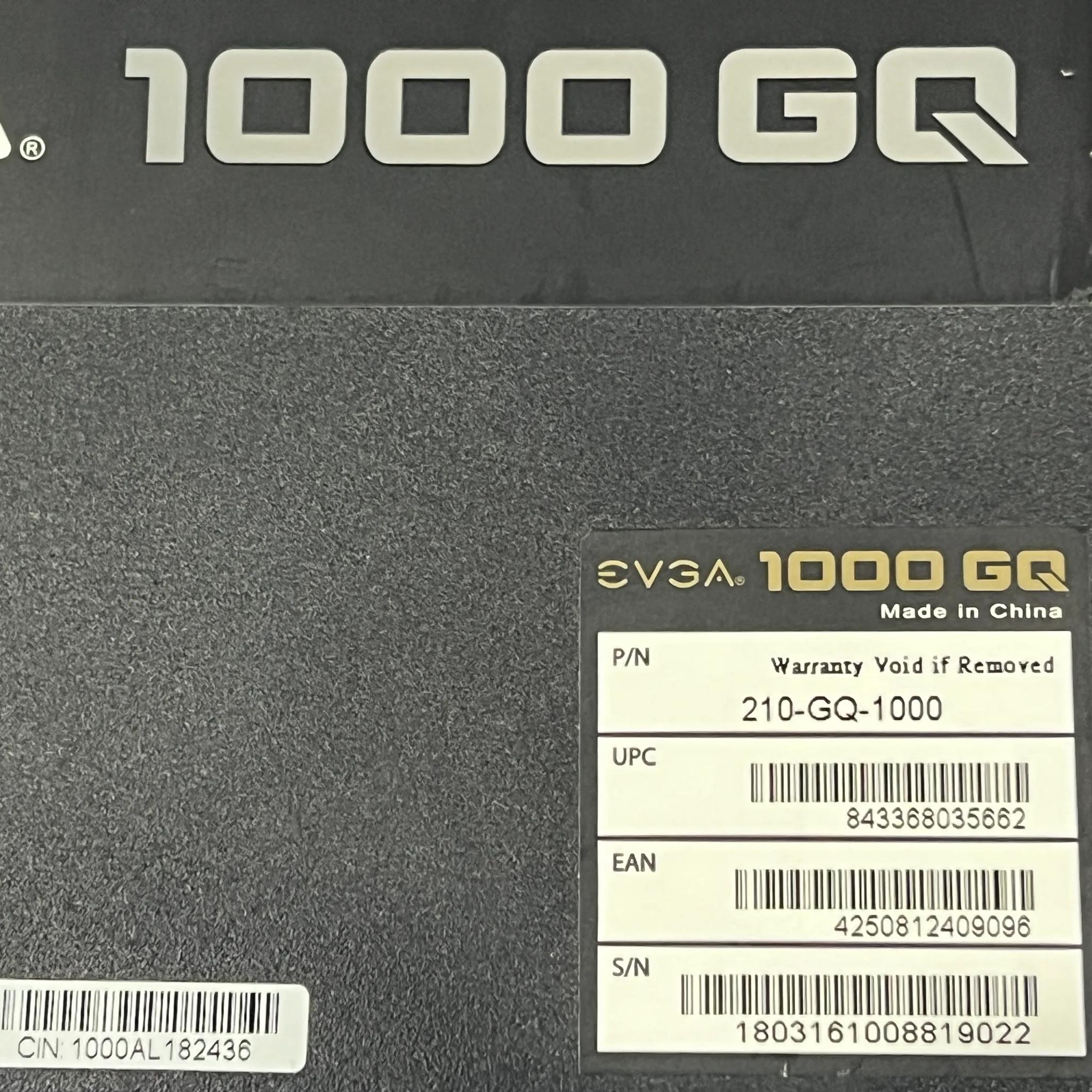 EVGA 1000 GQ, 80+ GOLD 1000W, Semi Modular, EVGA ECO Mode