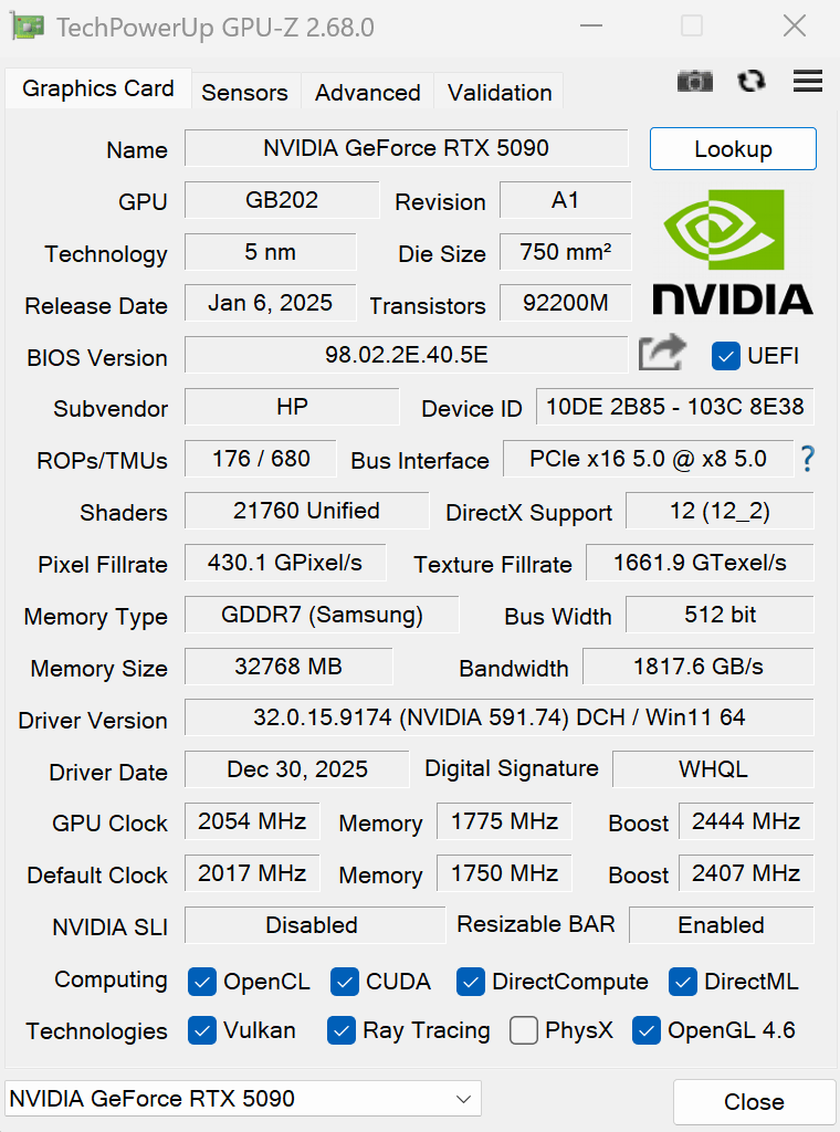 RTX 5090 - HP Omen Source