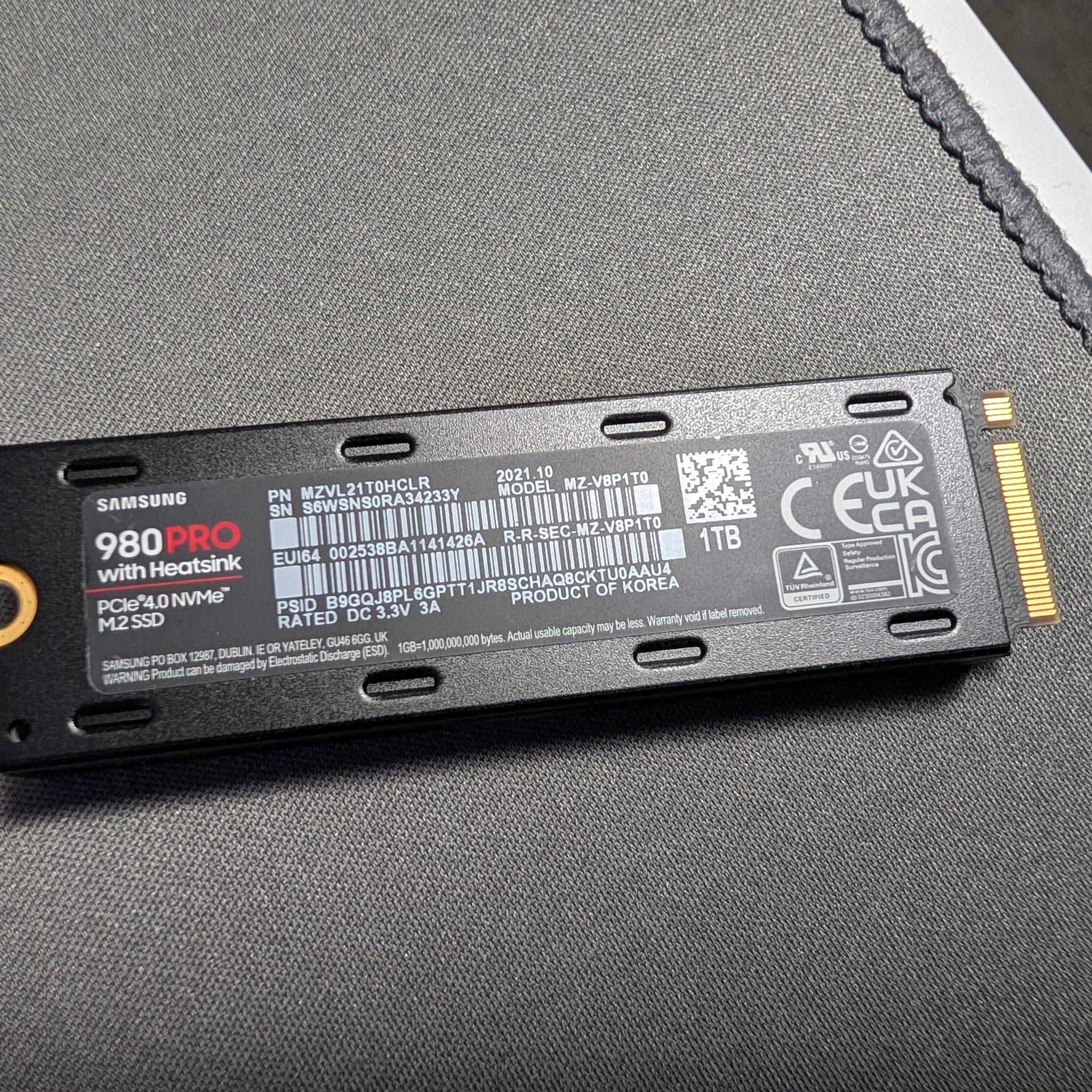 Samsung 980 Pro 1TB M.2 NVMe SSD