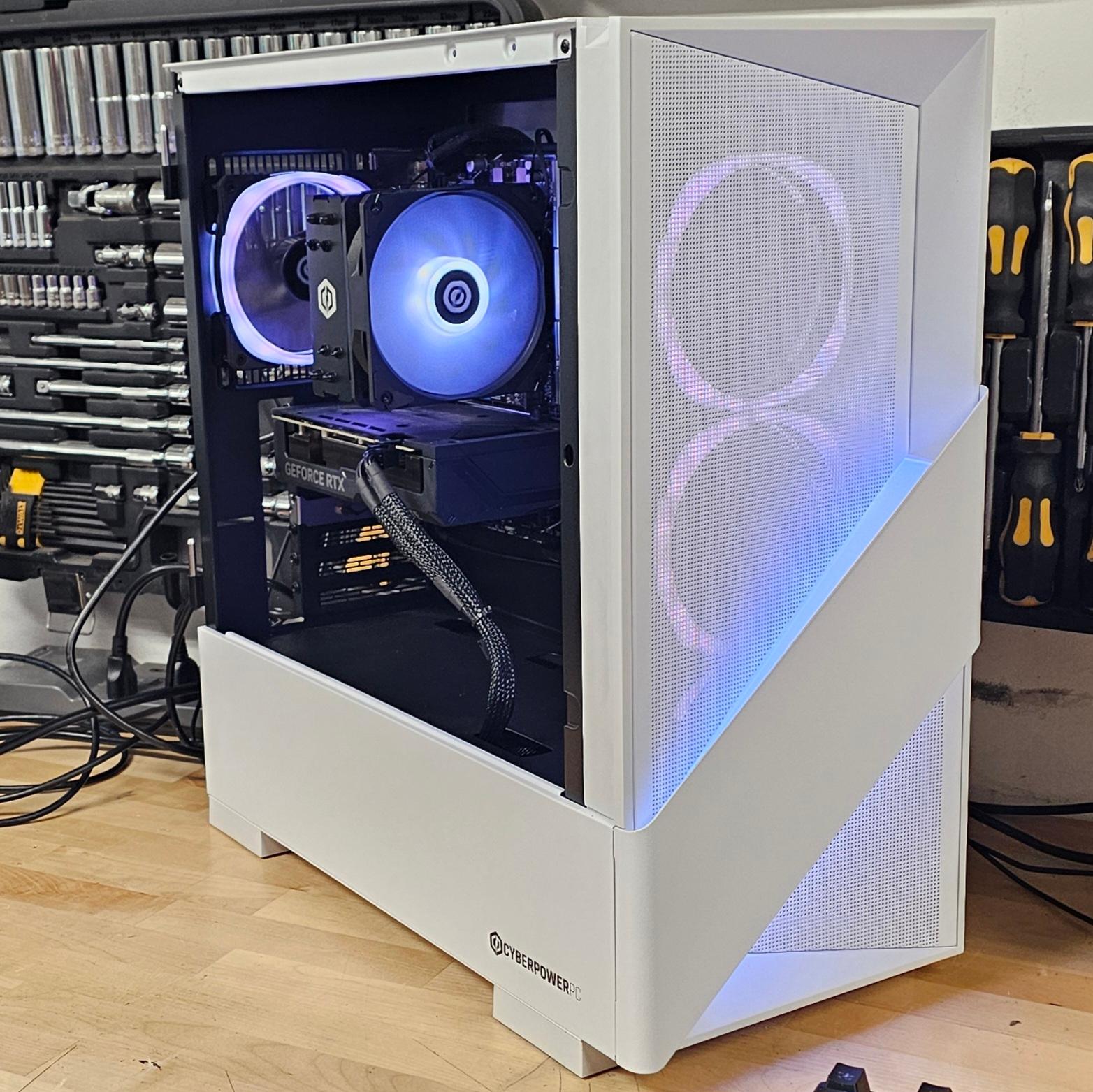 White CyberPower RGB PC Case w\ 4 RGB Fans