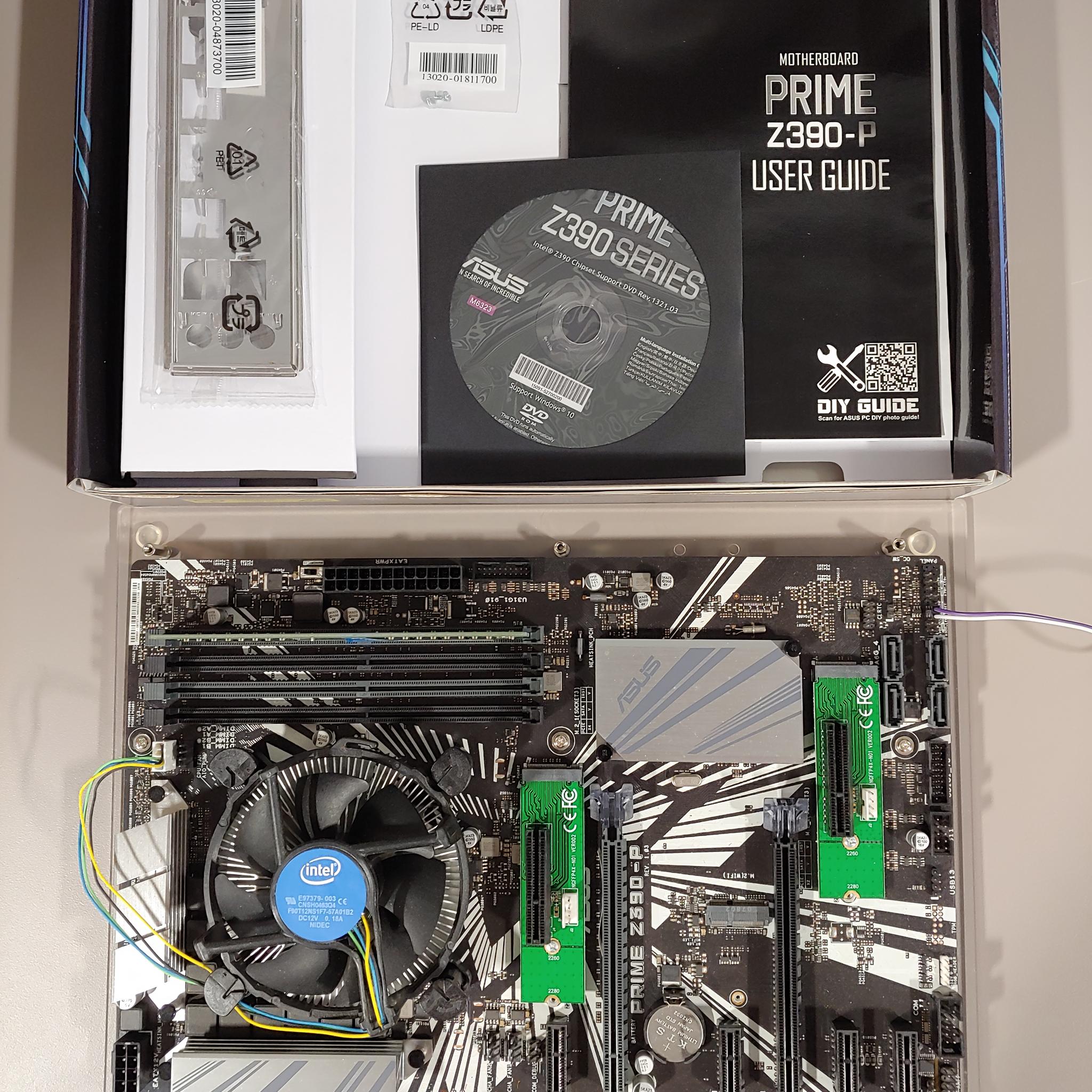 ASUS PRIME Z390-P + Celeron G4930 + 8GB DDR4-2400 – Tested – Box & Accessories