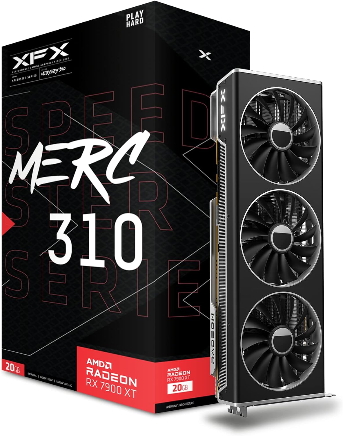 XFX AMD Radeon RX 7900 XT Speedster MERC 310 Black Edition Triple Fan 20GB GDDR6 PCIe 4.0 GPU
