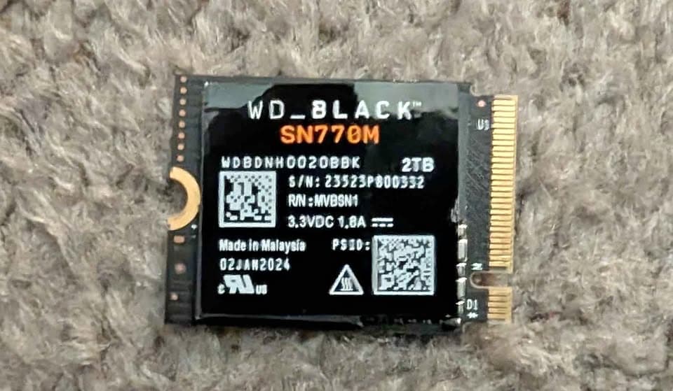 WD_BLACK SN770M 2TB NVMe SSD - M.2 2230 - 100% Health - Perfect for Steam Deck/ROG Ally