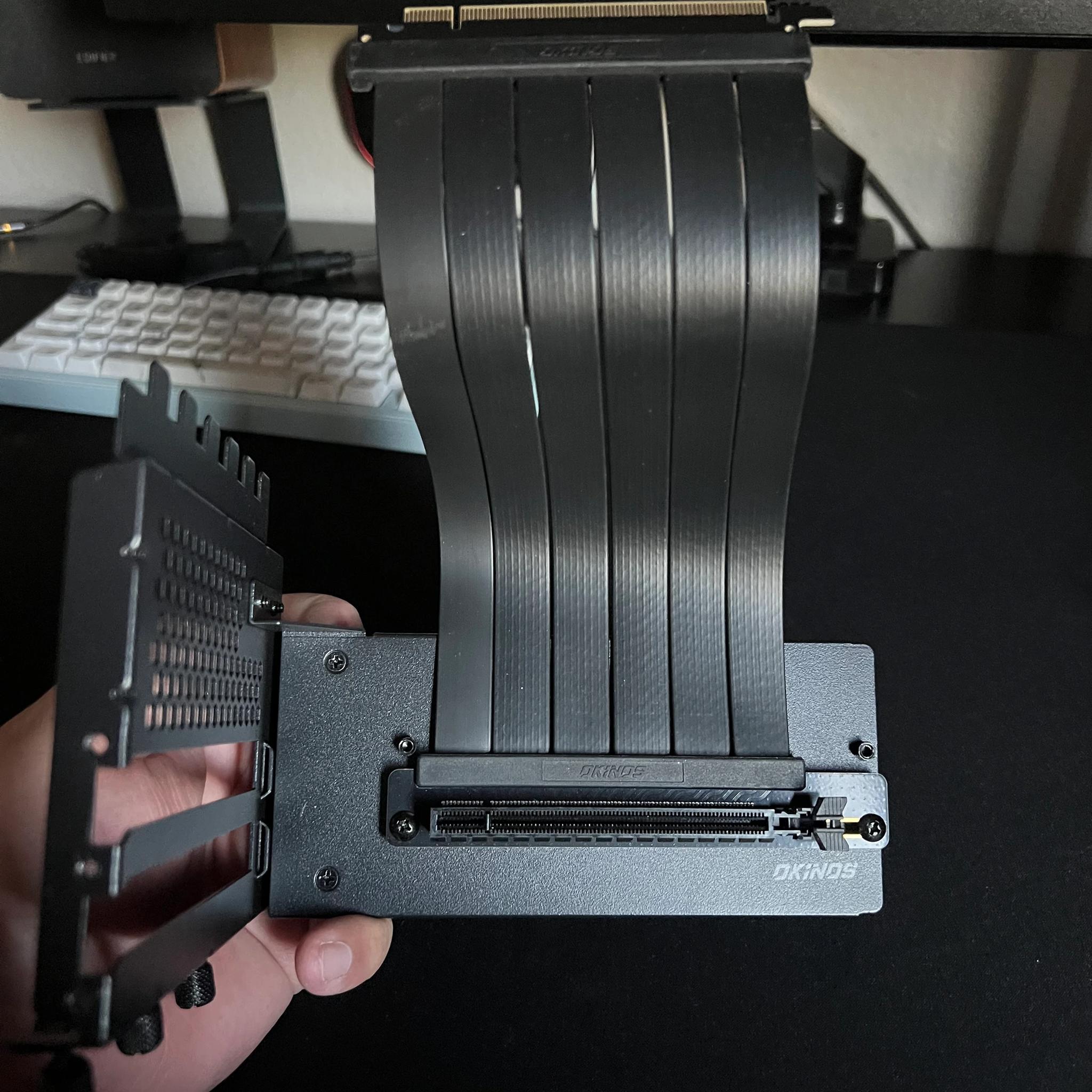 Okinos Vertical GPU Mount PCIE 4.0 Riser Cable 200mm