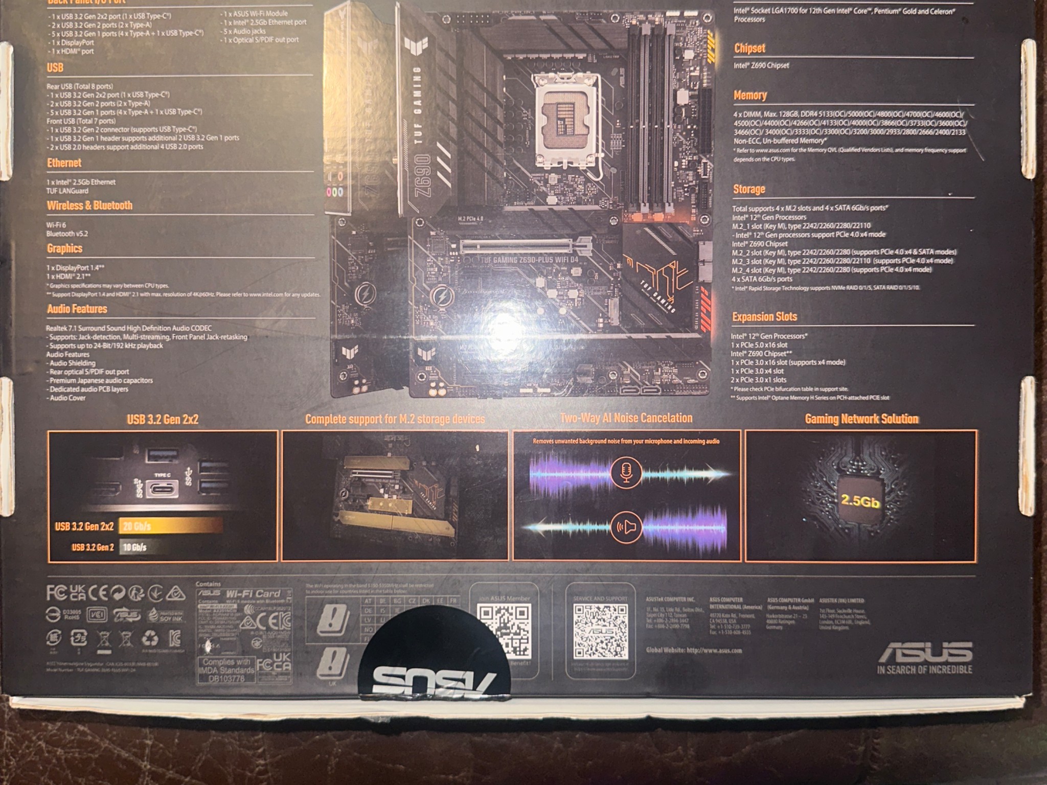 ASUS TUF Gaming Z690-Plus WiFi D4 LGA 1700(Intel 12th Gen) ATX Motherboard