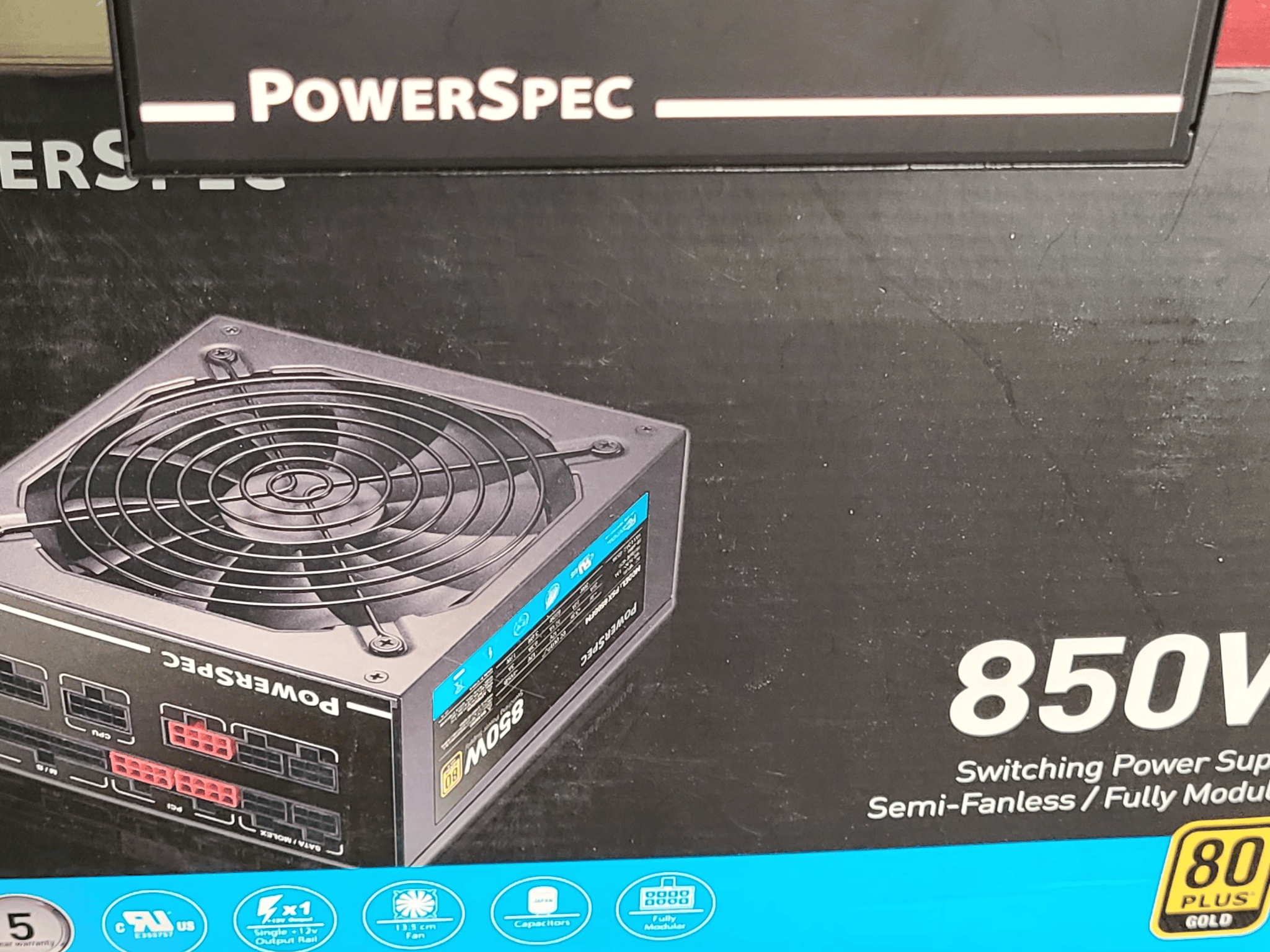 PowerSpec 850 Watt 80 Plus Gold ATX Fully Modular Power Supply