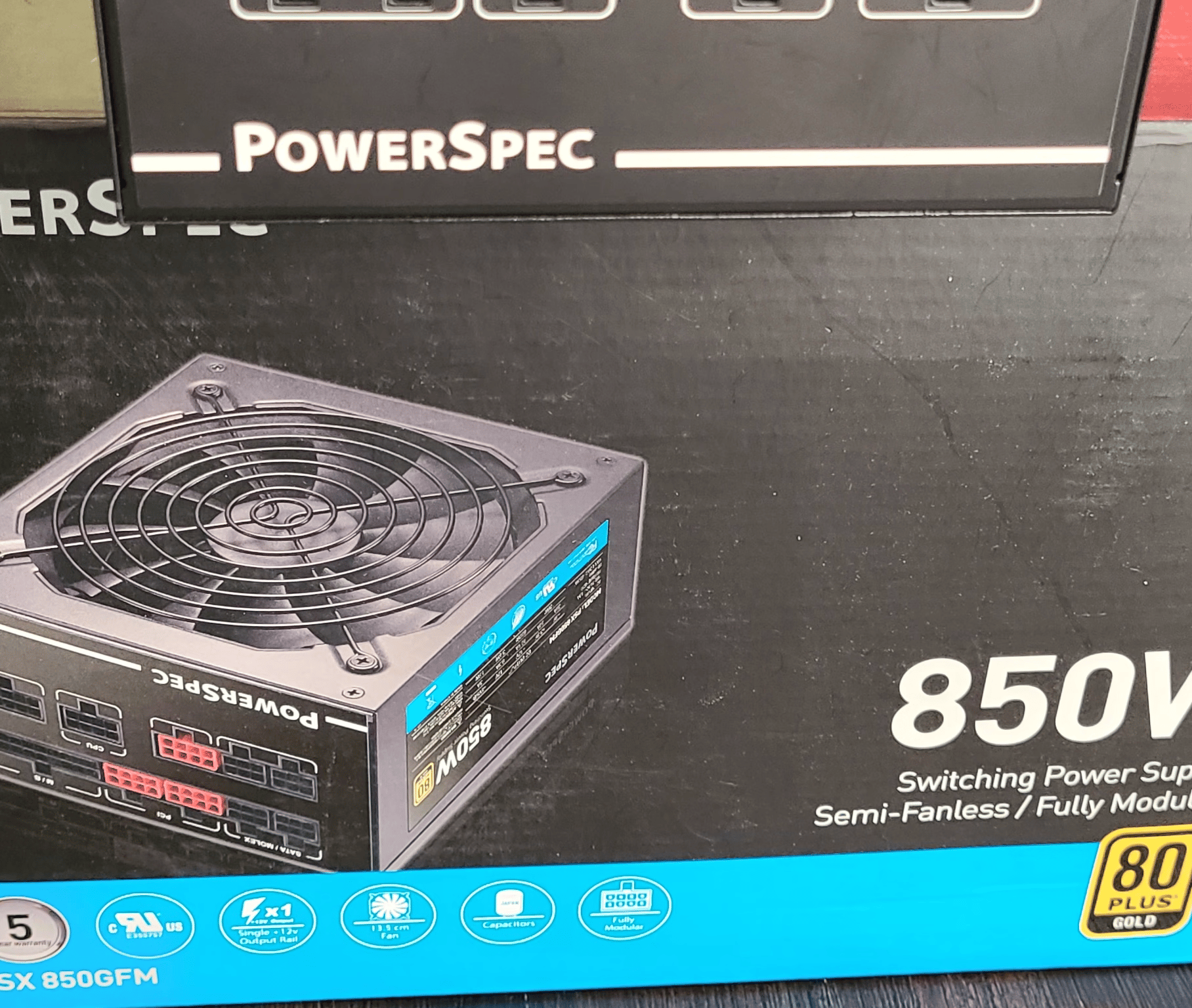PowerSpec 850 Watt 80 Plus Gold ATX Fully Modular Power Supply