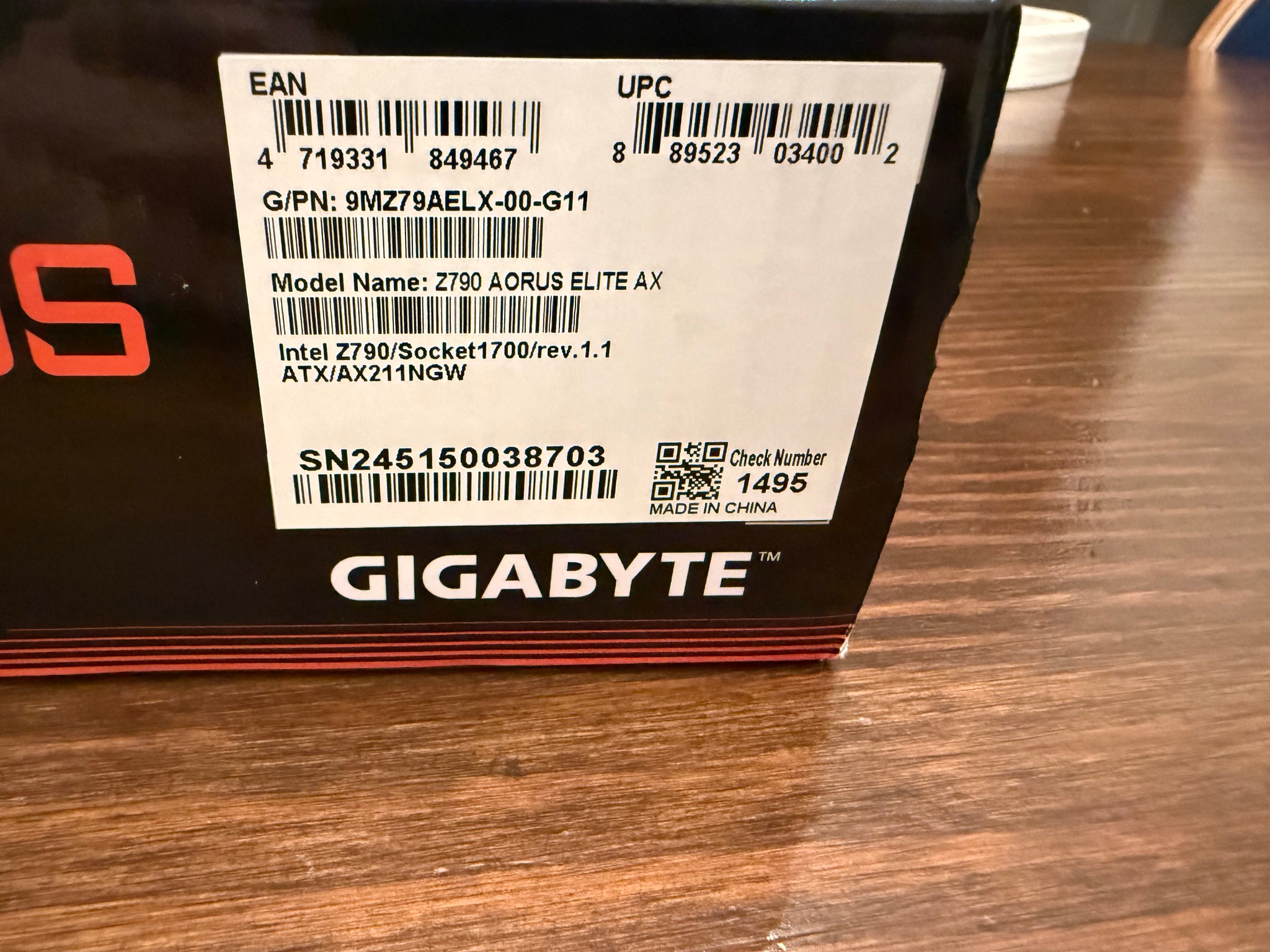 Gigabyte Z790 APRUS ELITE AX — BRAND NEW