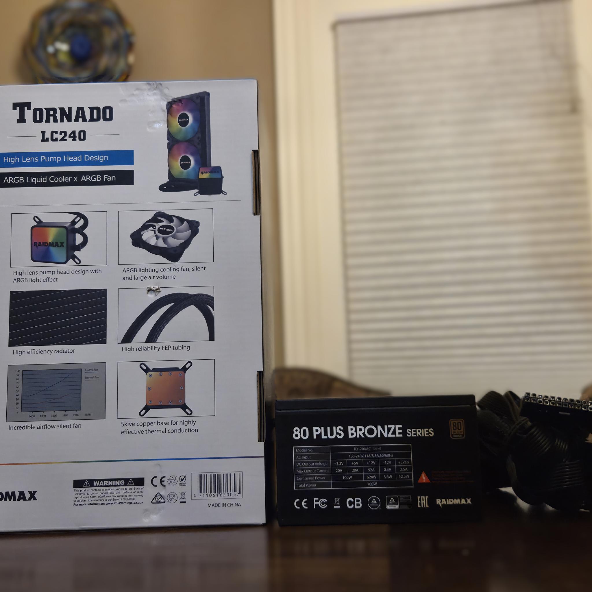 Raidmax Tornado LC240 ARGB AIO Cooler and Raidmax Vortex 700w PSU(OEM) Combo Deal!