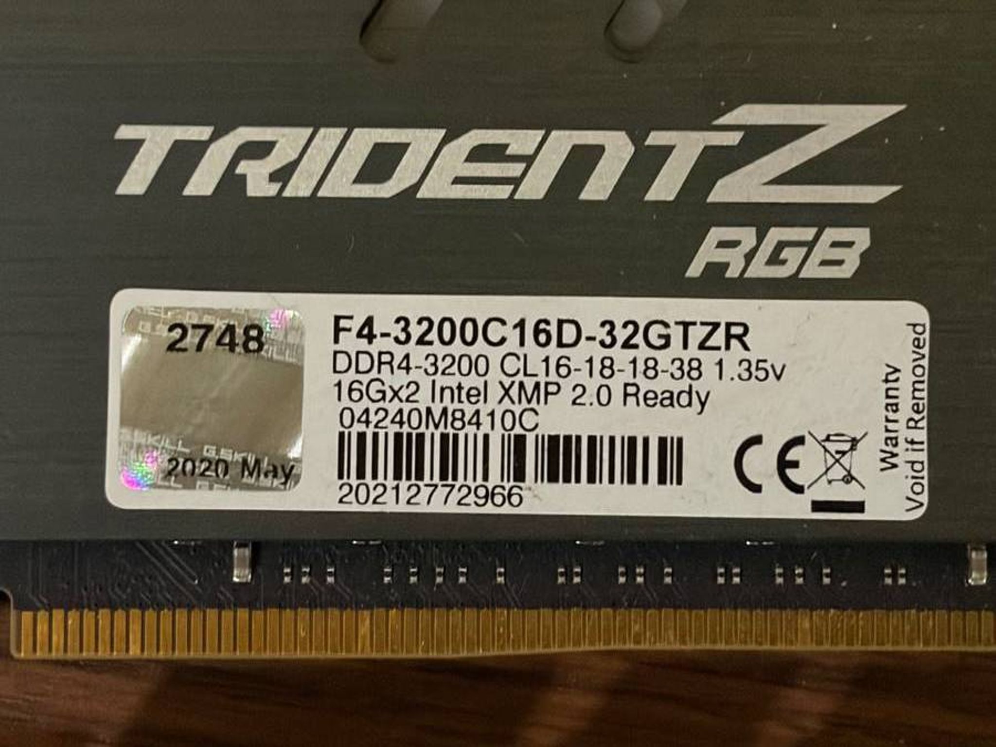 G.SKILL Trident Z RGB Series DDR4 RAM 32GB (2x16GB) Intel AMD Desktop Memory RAM