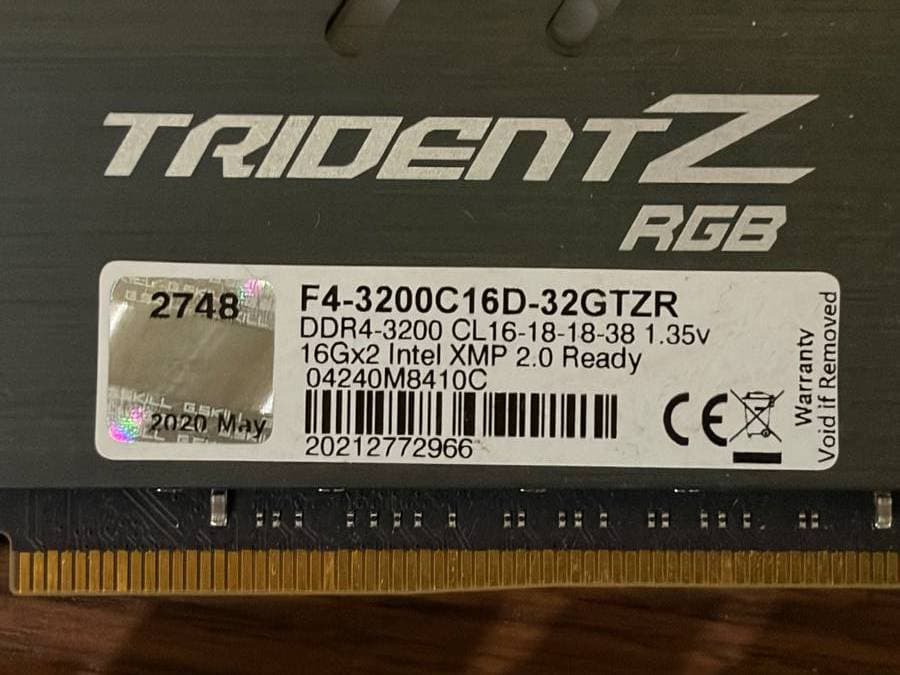 G.SKILL Trident Z RGB Series DDR4 RAM 32GB (2x16GB) Intel AMD Desktop Memory RAM