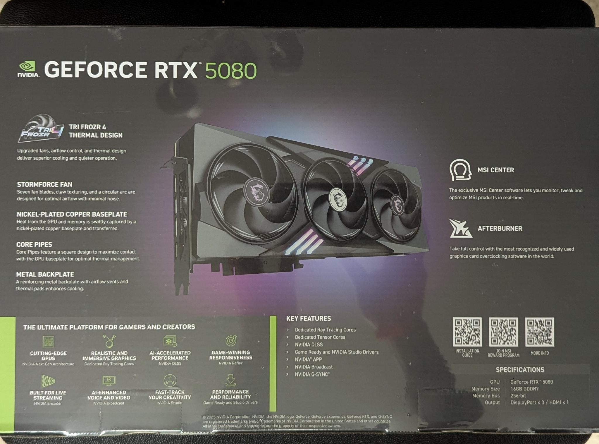 MSI Gaming Trio OC Nvidia 5080 Like New All Original Parts and Packaging