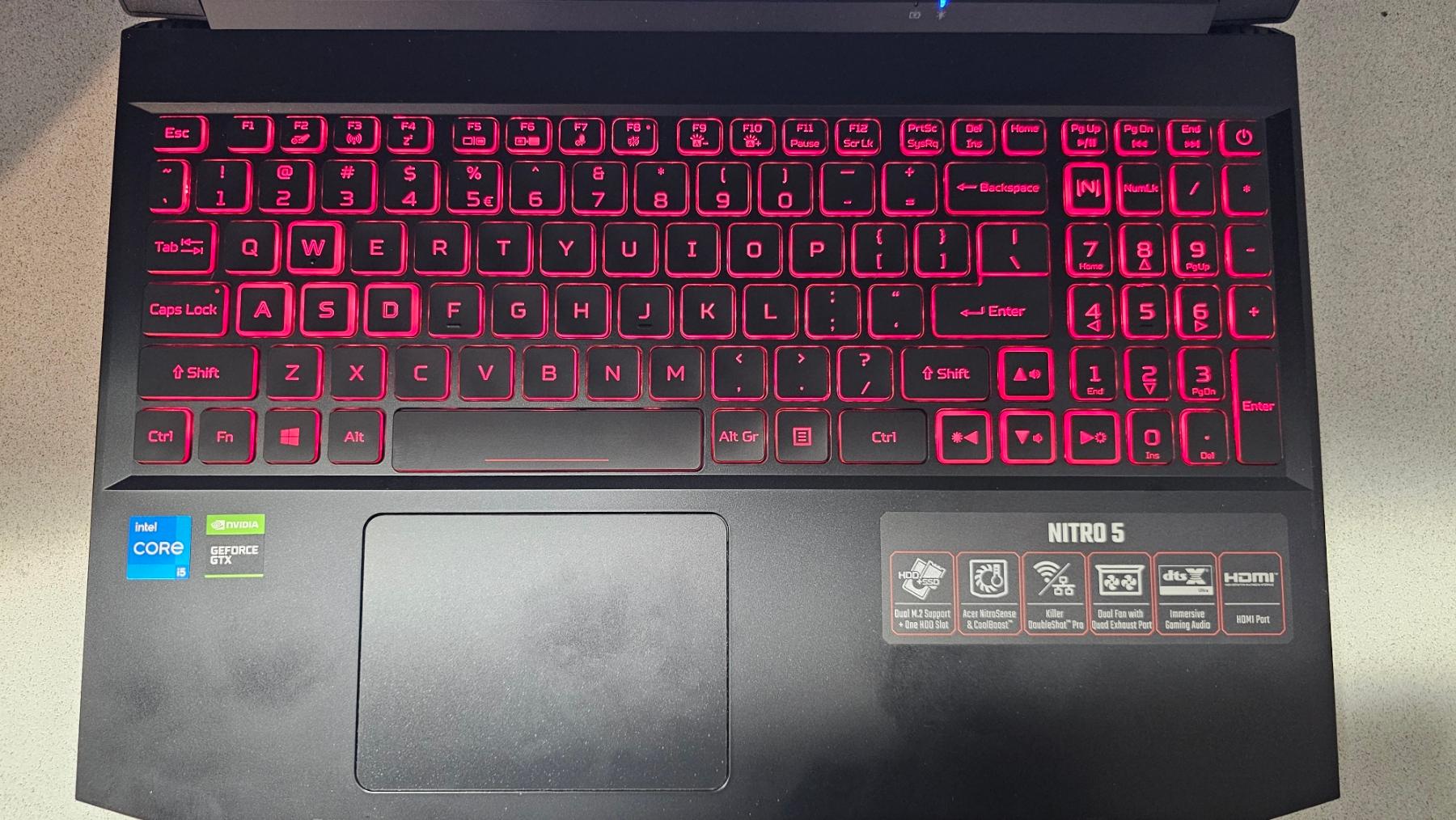 Acer Nitro 5, Core i5 11400H, GTX 1650, 32 gb ram, 1 tb SSD, 1920x1080 144 hz refresh display