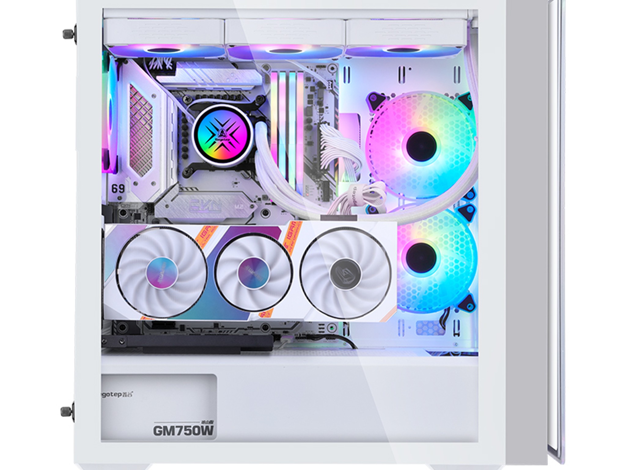 COMBO! SEGOTEP  Gank 360 RGB ATX CASE  | Panoramic Glass | ARGB Panel | FROZEN 360 cooler| 4xRGB fan