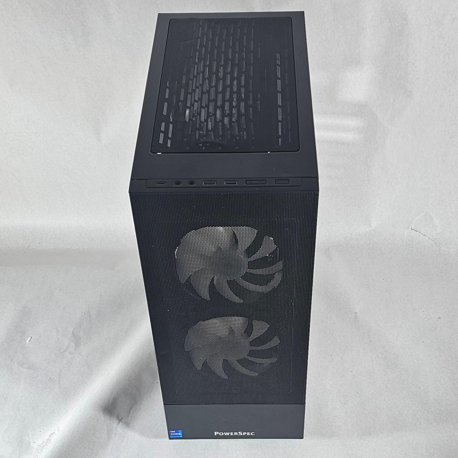 Black PowerSpec PC Case with Tempered Glass w/ 3 Fans
