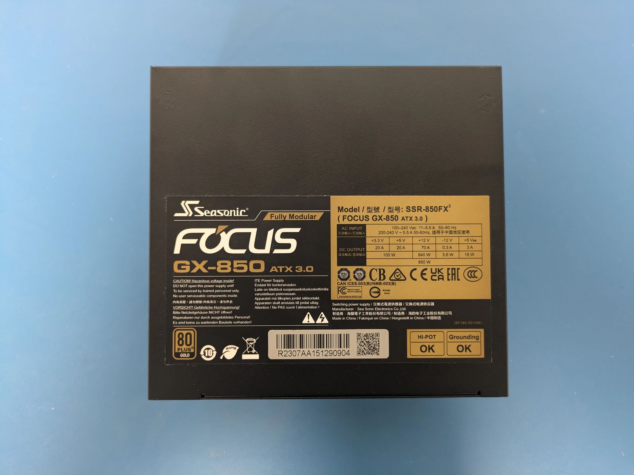 Seasonic Focus GX-850 Fully Modular Power Supply, 850W
