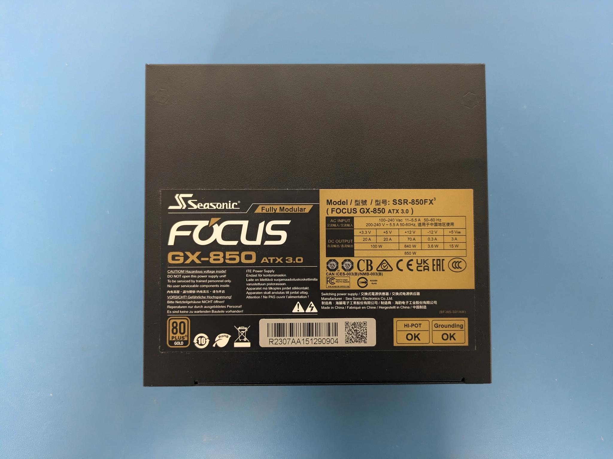 Seasonic Focus GX-850 Fully Modular Power Supply, 850W