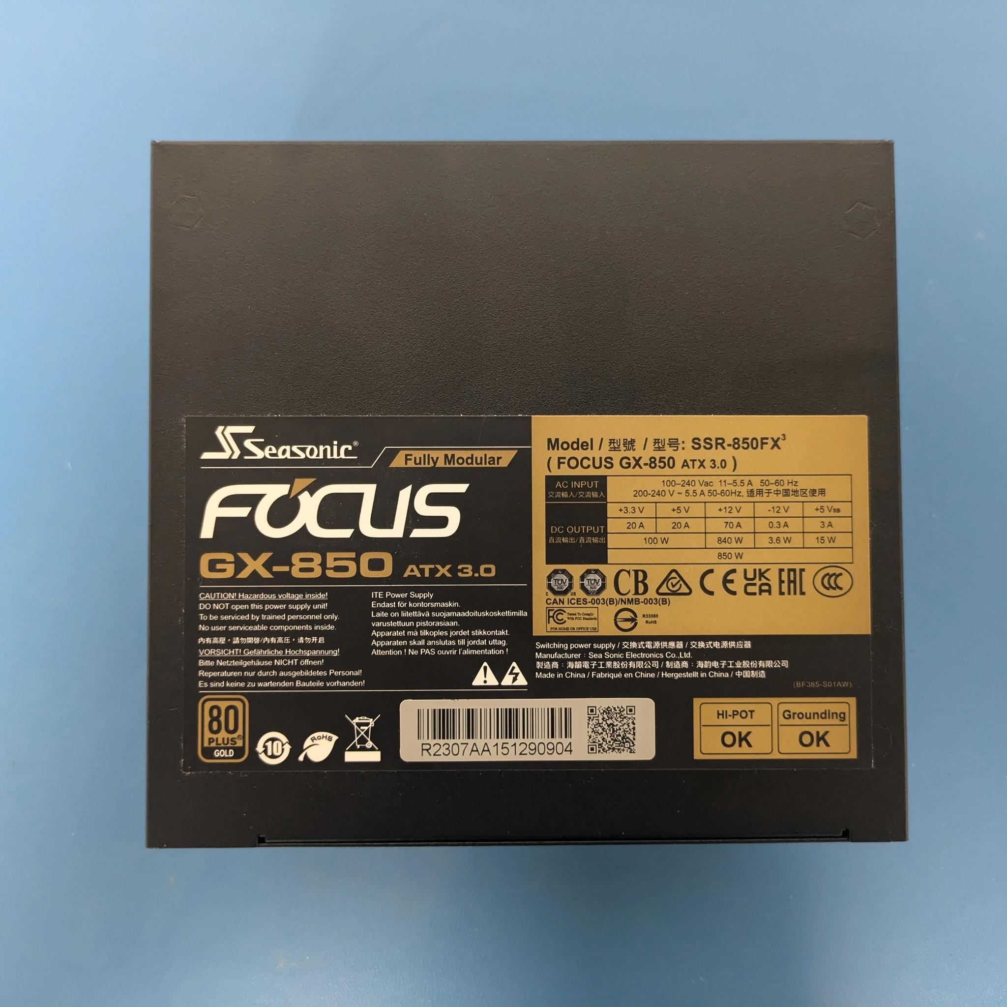 Seasonic Focus GX-850 Fully Modular Power Supply, 850W