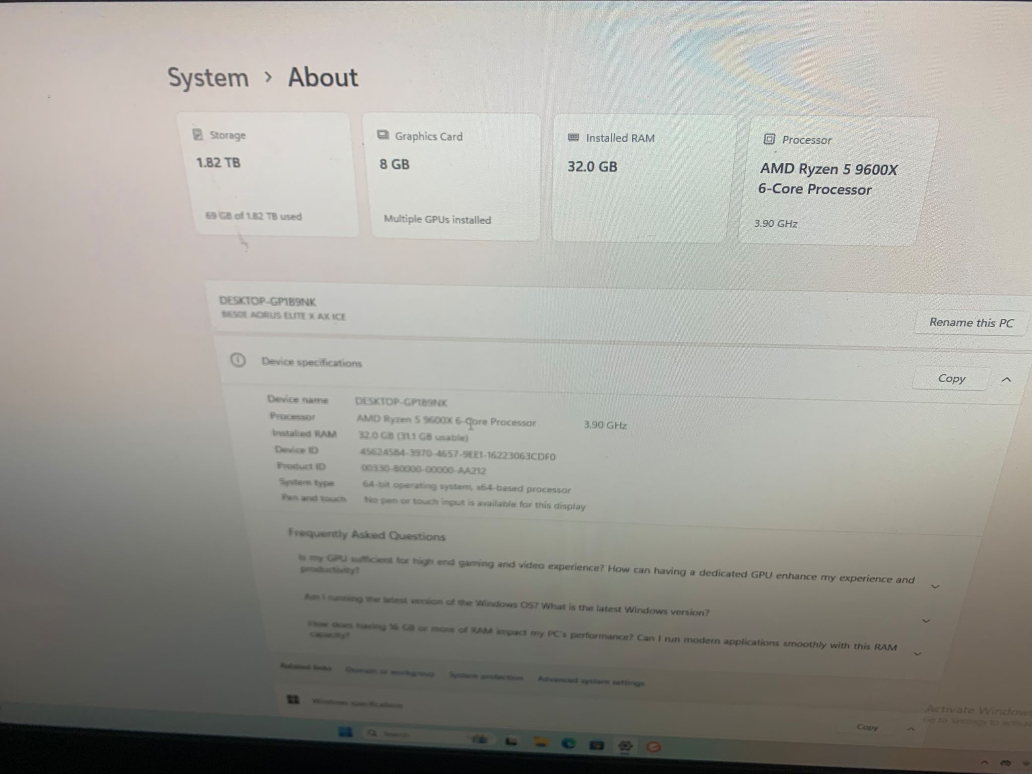 White aura gaming 9600X and RTX 3070