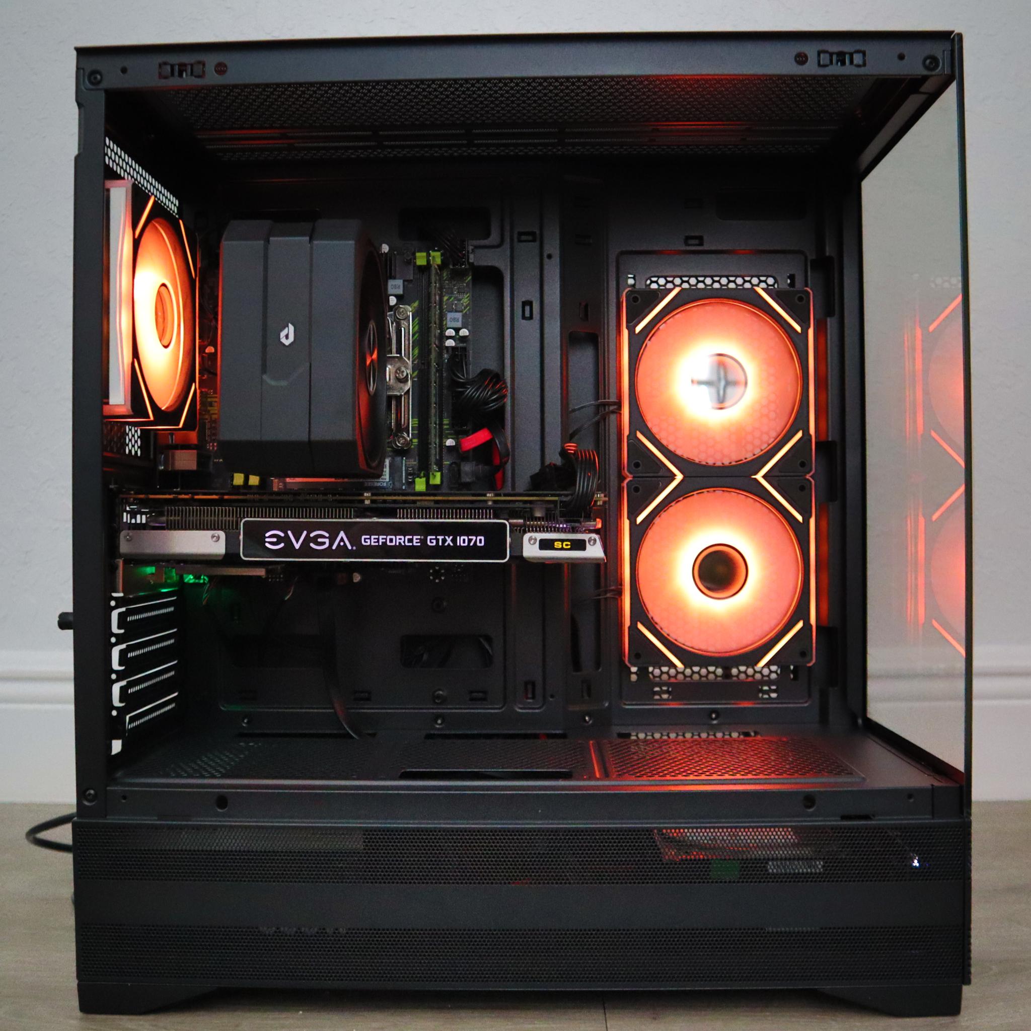 Gaming PC - GTX 1070, E5-2650 V4, 16GB DDR4, WIFI, ARGB, BLACK, NVMe SSD, HDD.