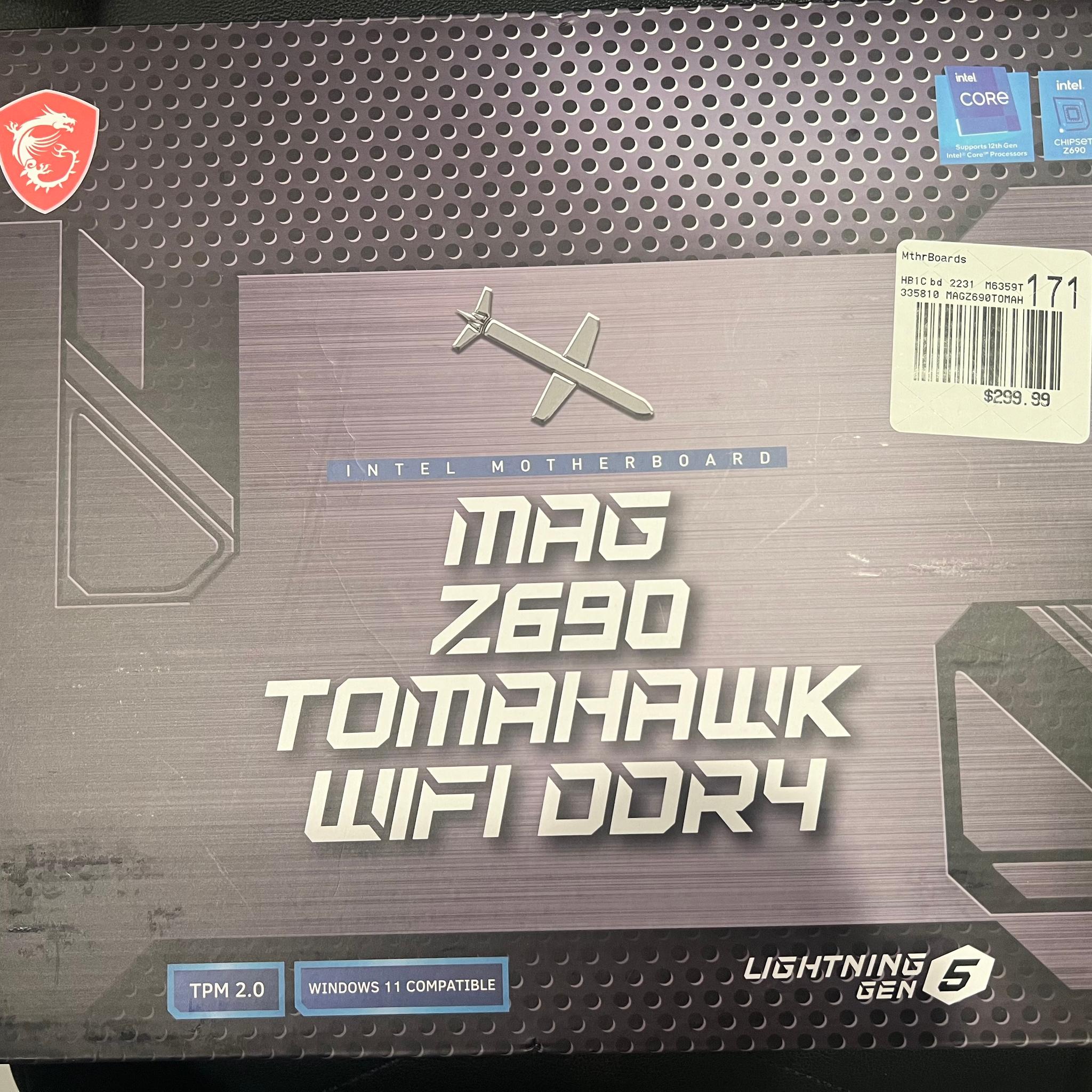 MSI Z690 MAG Tomahawk WiFi DDR4 Intel LGA 1700 ATX Motherboard + 32 GB of DDR4 3600 MHz Ram.