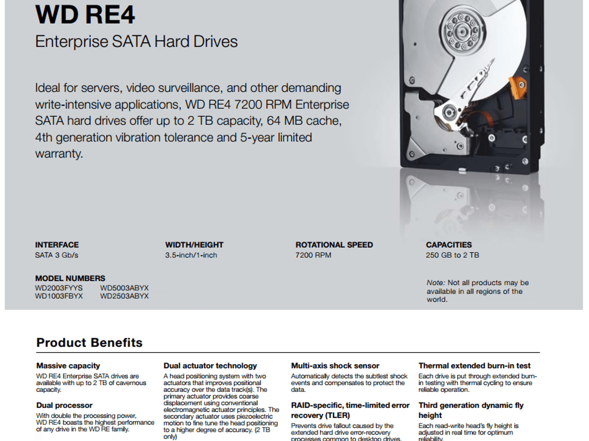 NEW Western Digital RE (Enterprise Storage) 2TB 7200 RPM SATA 6 3.5" Internal Hard Drive-WD200MFYYZ
