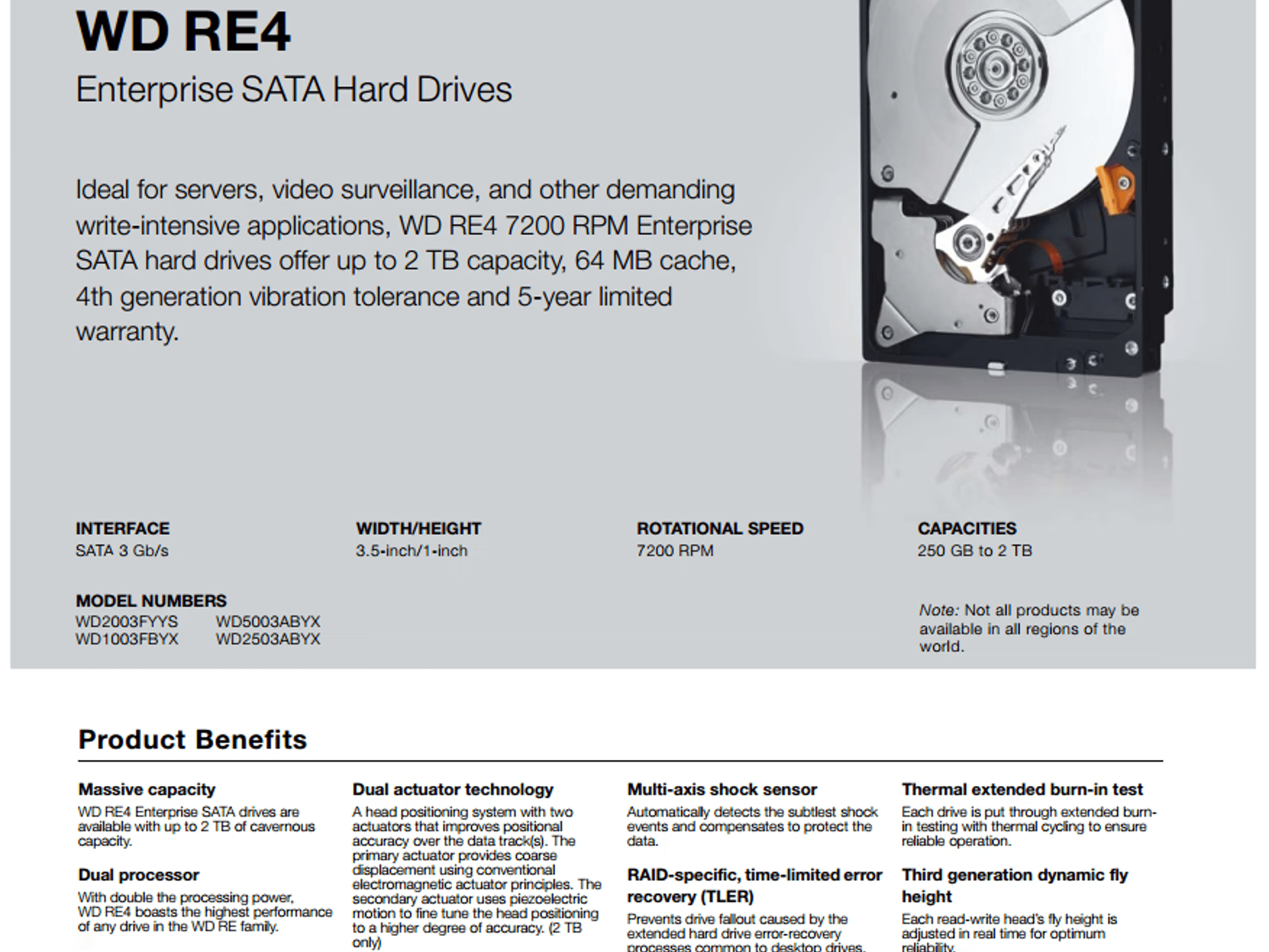 NEW Western Digital RE (Enterprise Storage) 2TB 7200 RPM SATA 6 3.5" Internal Hard Drive-WD200MFYYZ