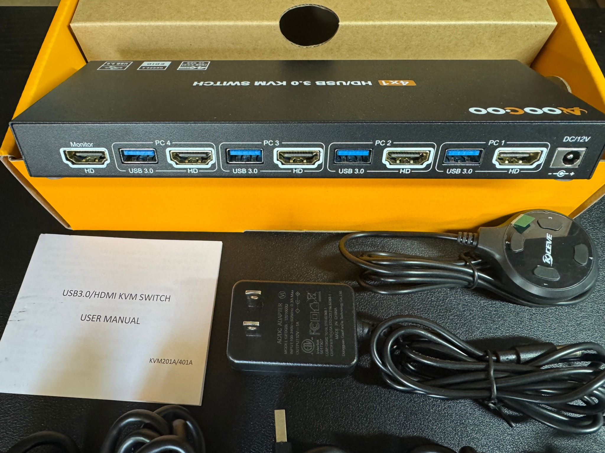 KVM Switch HDMI 4K@60Hz,KVM Switches for 4 Computers Share 1 Monitor and 4 USB3.0 Devices with Simul