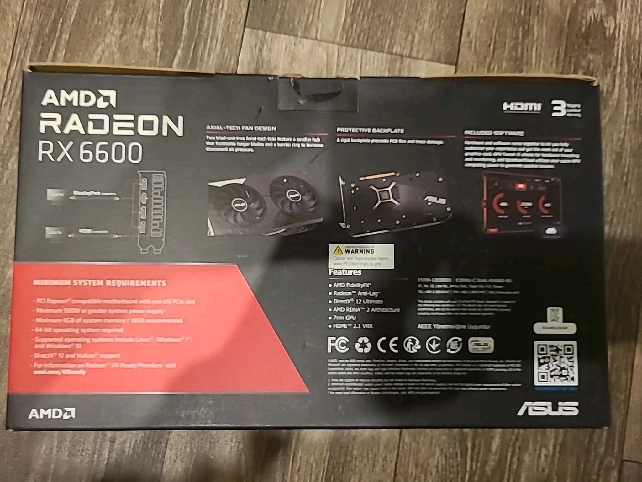 ASUS AMD Radeon RX 6600 — Excellent Condition — Original Box + Anti-Static Bag Included