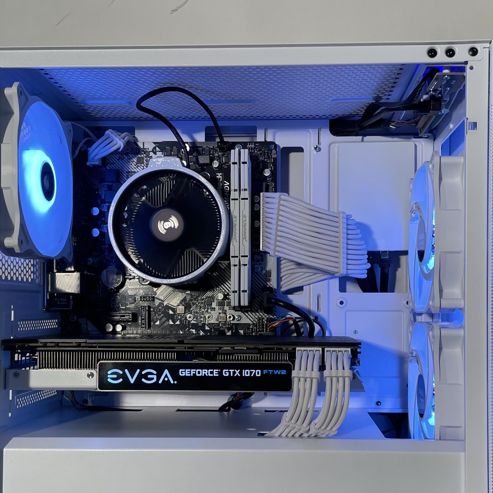 White RGB Gaming PC | Ryzen 5 3600 | GTX 1070 | 16GB DDR4 | 480GB SSD | Windows 11