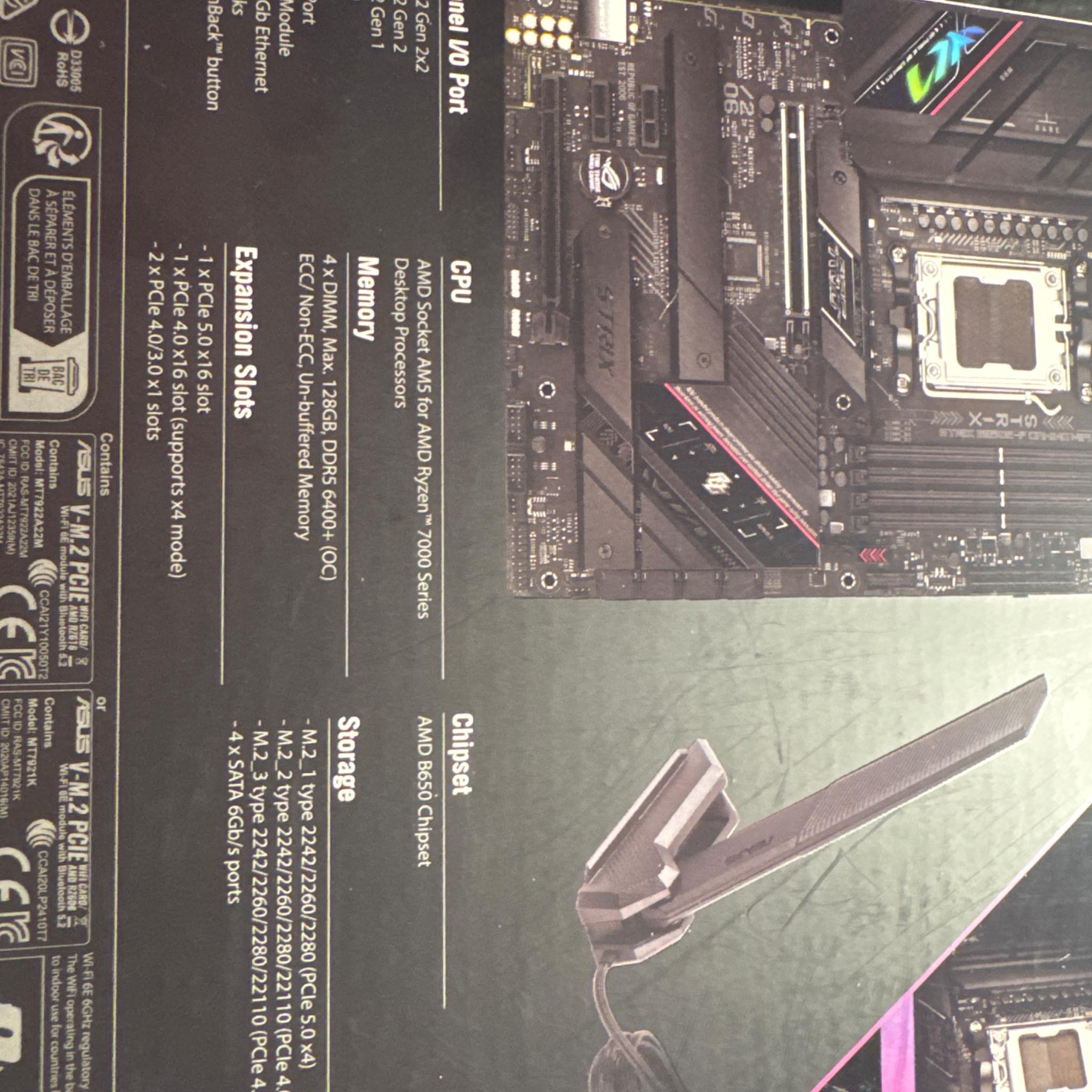 ASUS Rog Strix B650E-F Gaming WiFi Less than 6 months old. Like New Original packaging/accessories