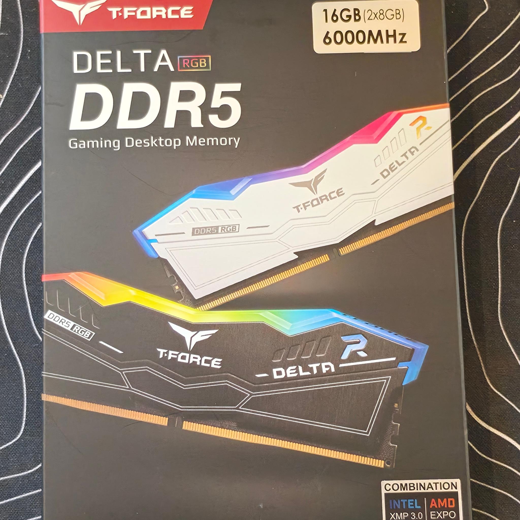 FREE SHIPPING TEAMGROUP T-Force Delta RGB DDR5 16 (2x8GB) 6000MHz DDR5 RAM (White RGB)