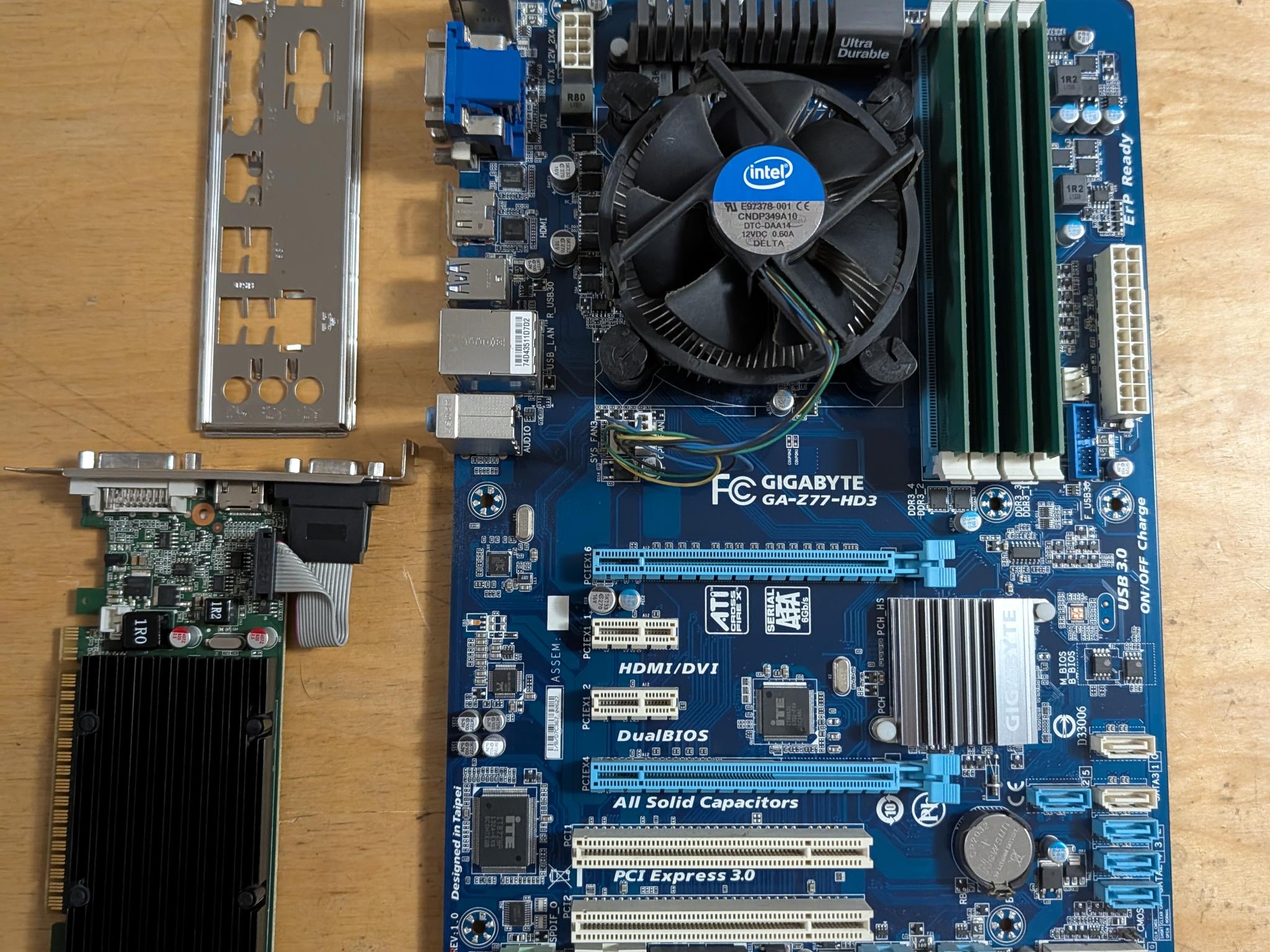 I7 3770 + Z77 motherboard + 16GB DDR3 + GT210 1GB