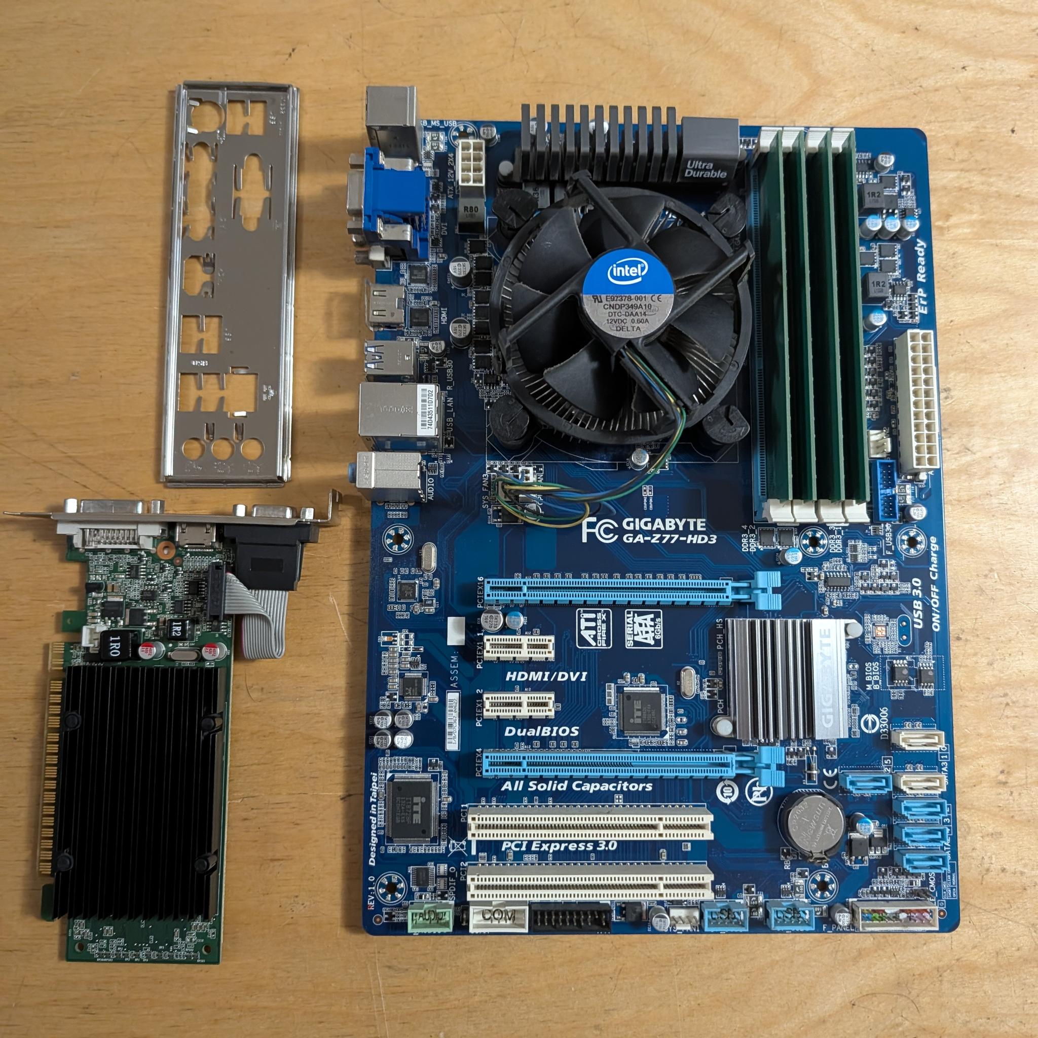 I7 3770 + Z77 motherboard + 16GB DDR3 + GT210 1GB