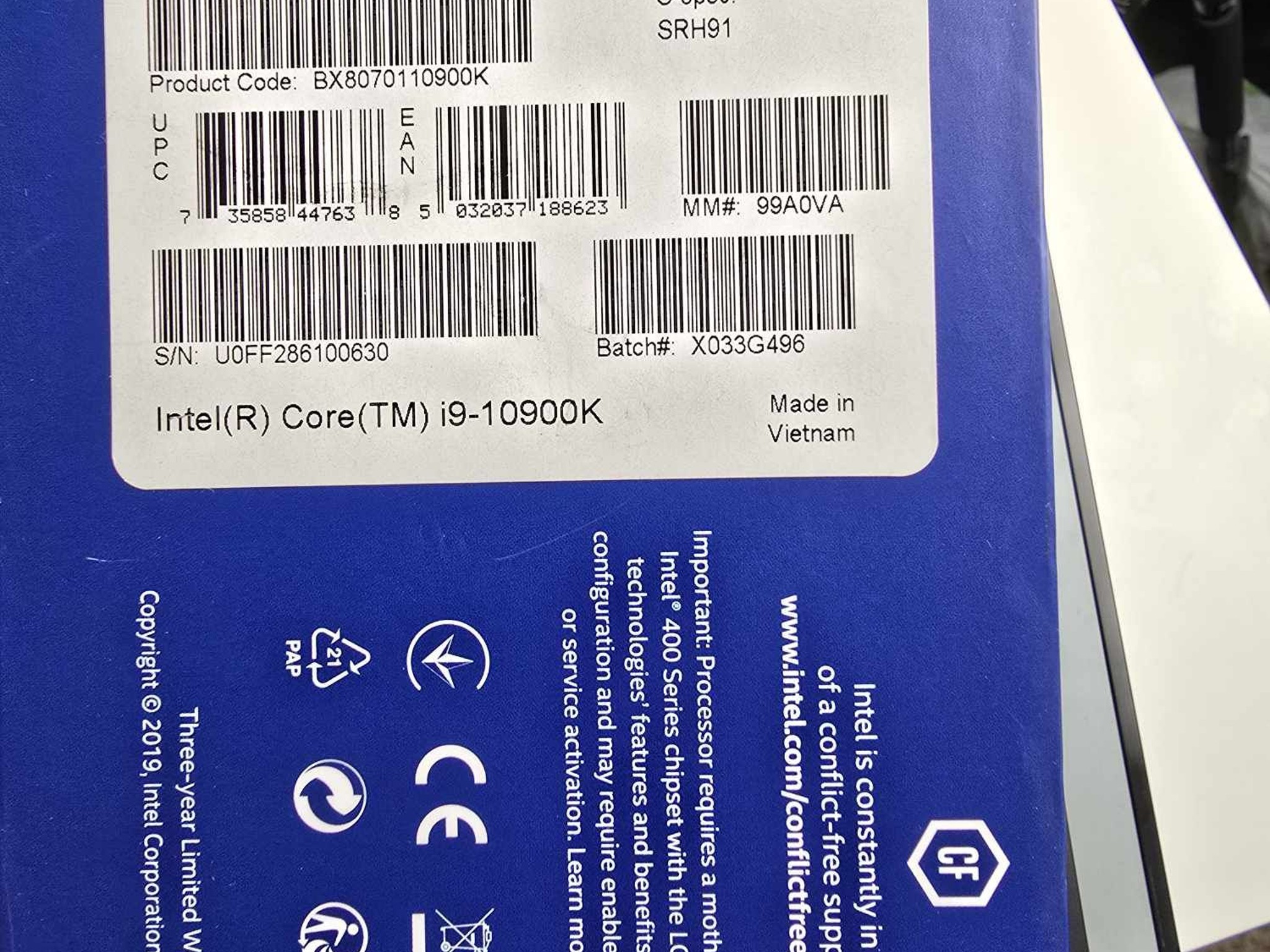 Intel Core 10900K 10 Core 3.7 GHZ Processor