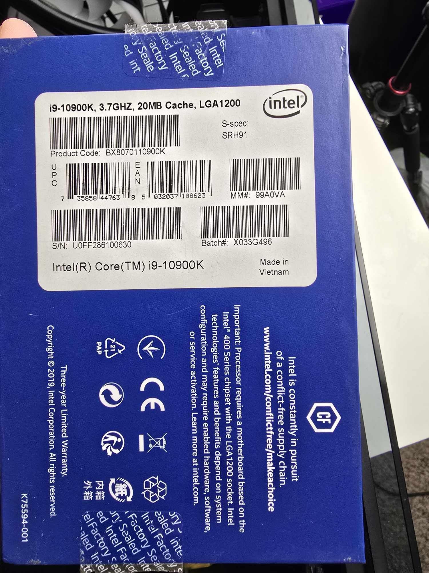 Intel Core 10900K 10 Core 3.7 GHZ Processor