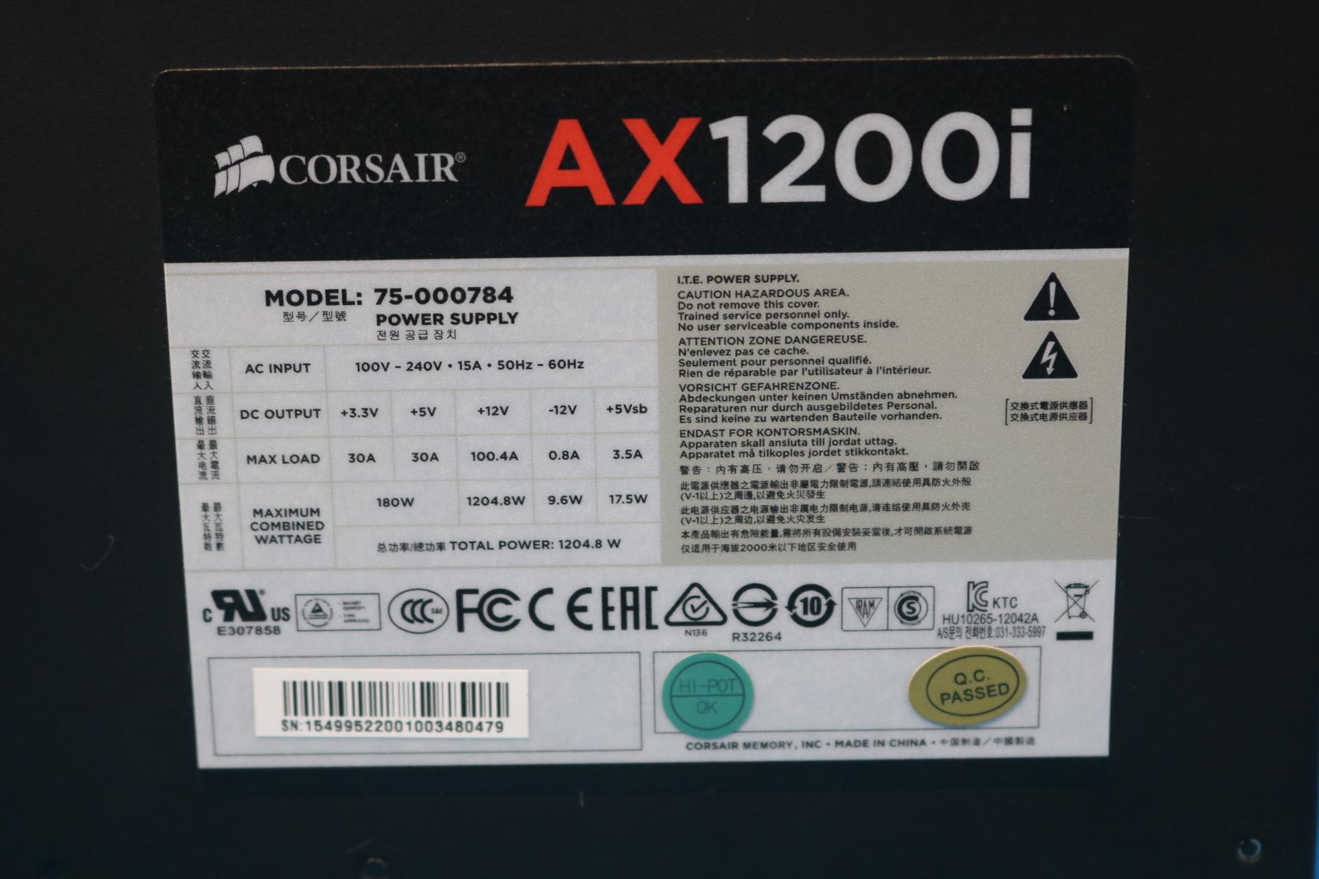 Corsair AX1200i 1200W 80+ Titanium Fully-Modular ATX Desktop PSU - 4212140195