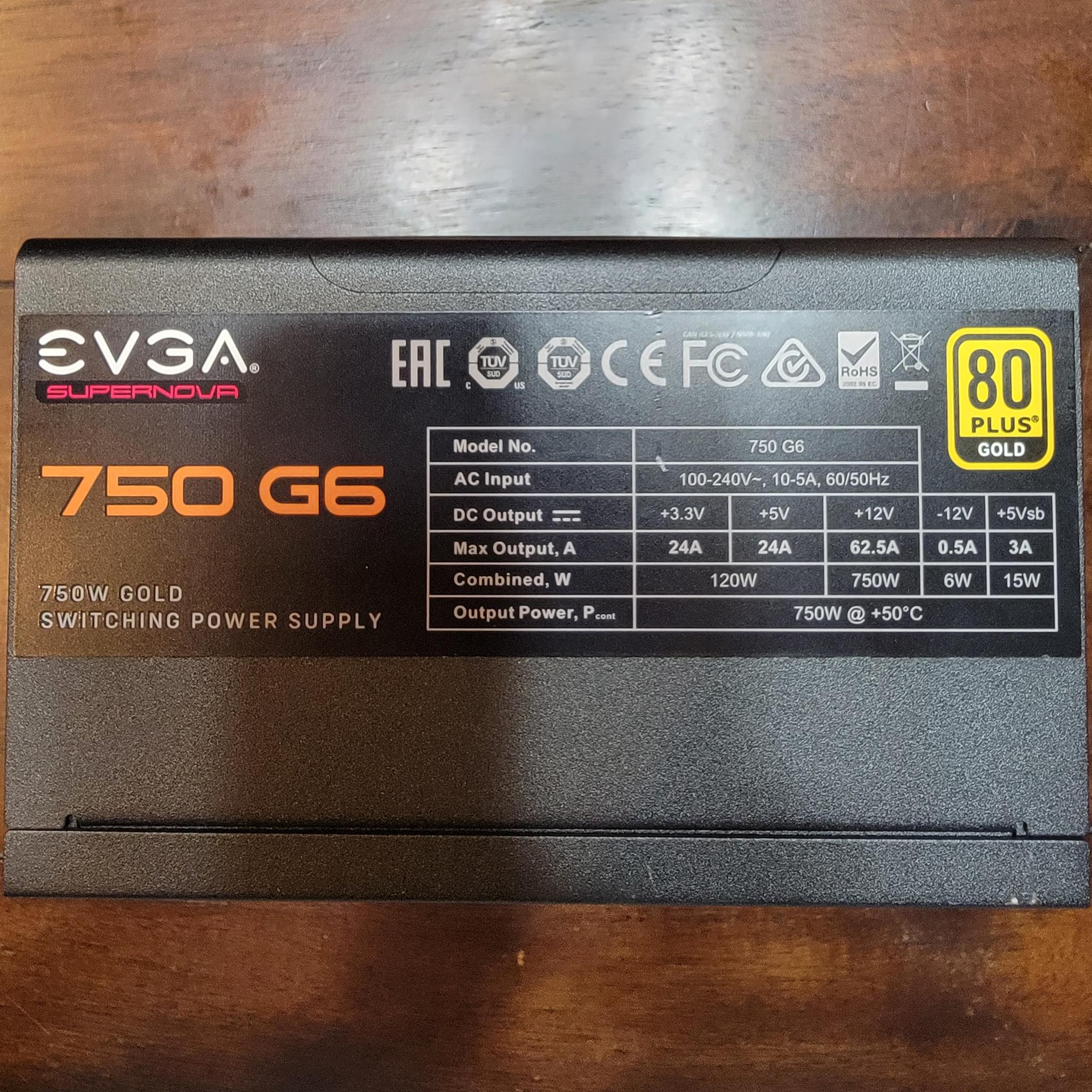 EVGA SuperNOVA 750 G6, 80 Plus Gold 750W