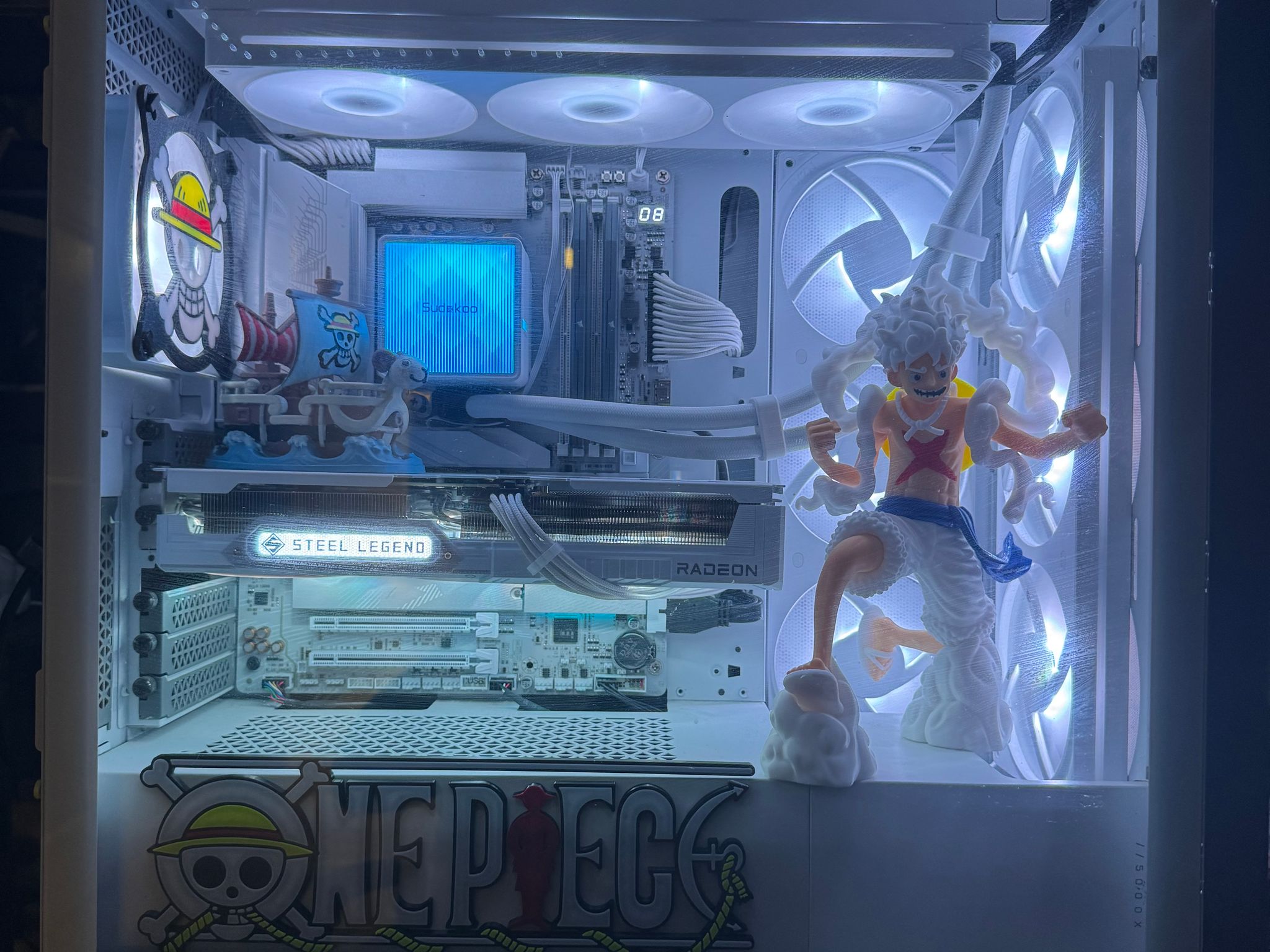 One Piece Inspired White Gaming PC | Gear 5 Theme | Ryzen 5 9600X | RX 9060 XT 16GB | 32GB DDR5 2TB