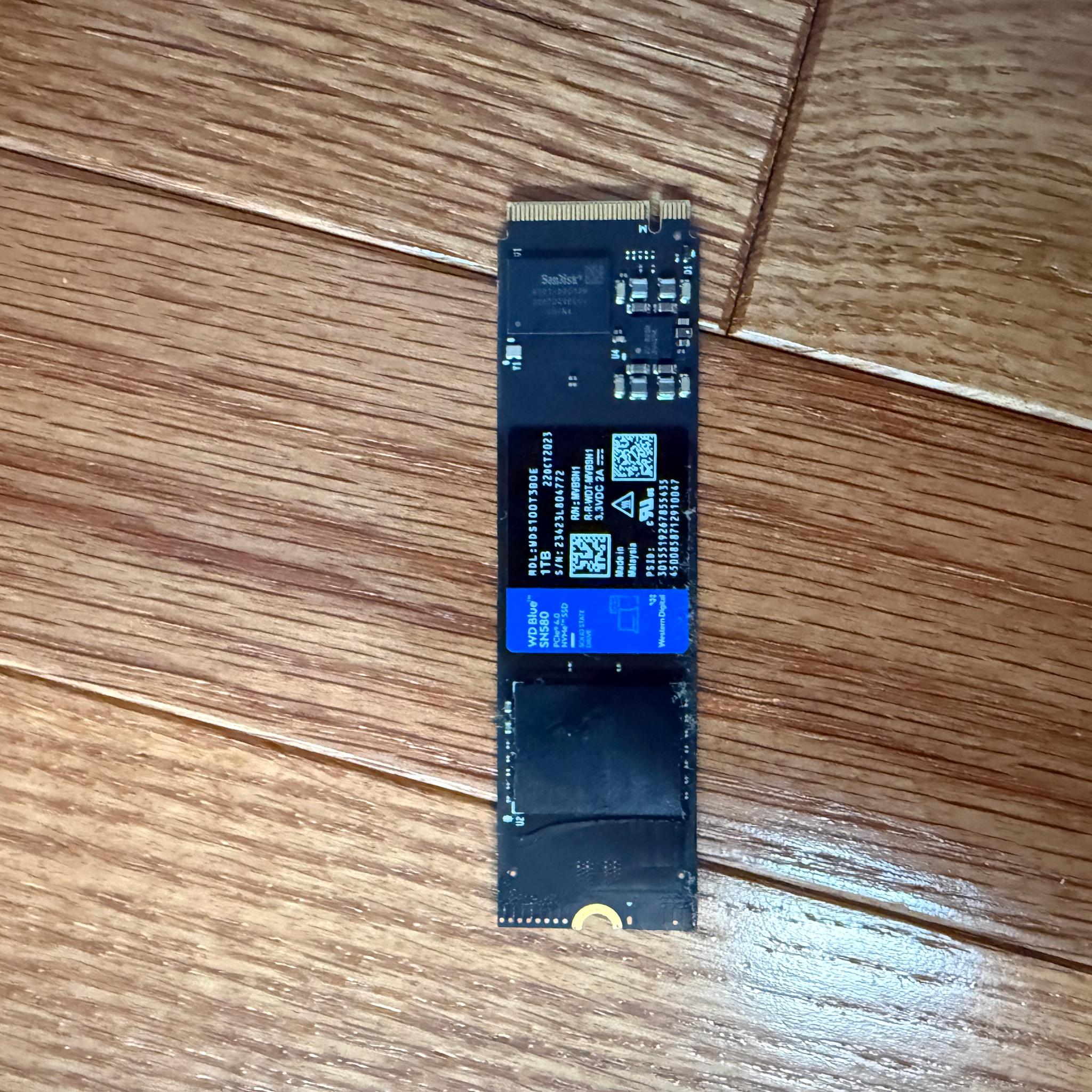 Western Digital WD Blue SN580 1TB NVMe SSD - PCIe Gen 4 x4 M.2 2280