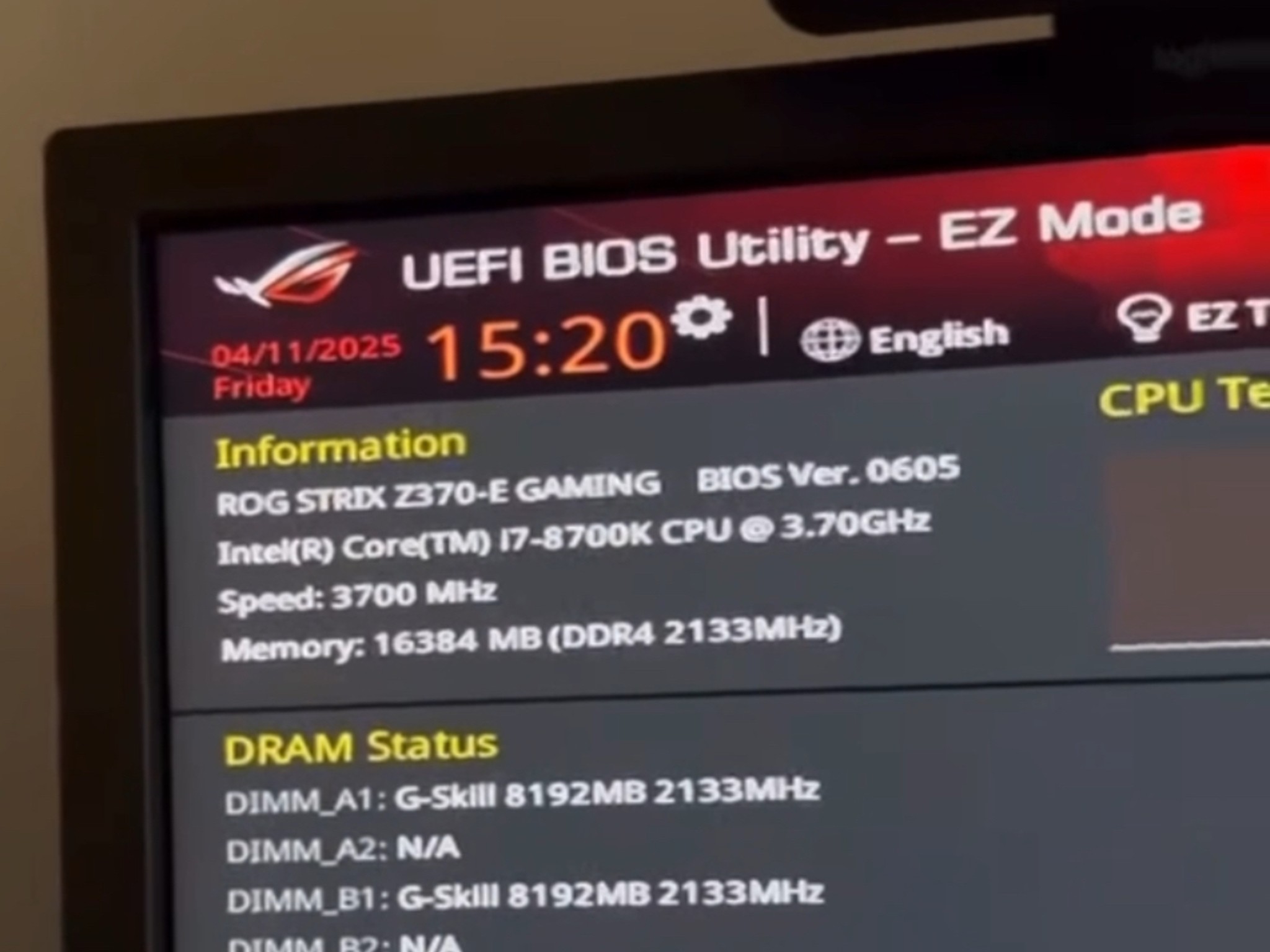 Asus ROG Z370-re Gaming Wifi w/intel i7 8700k