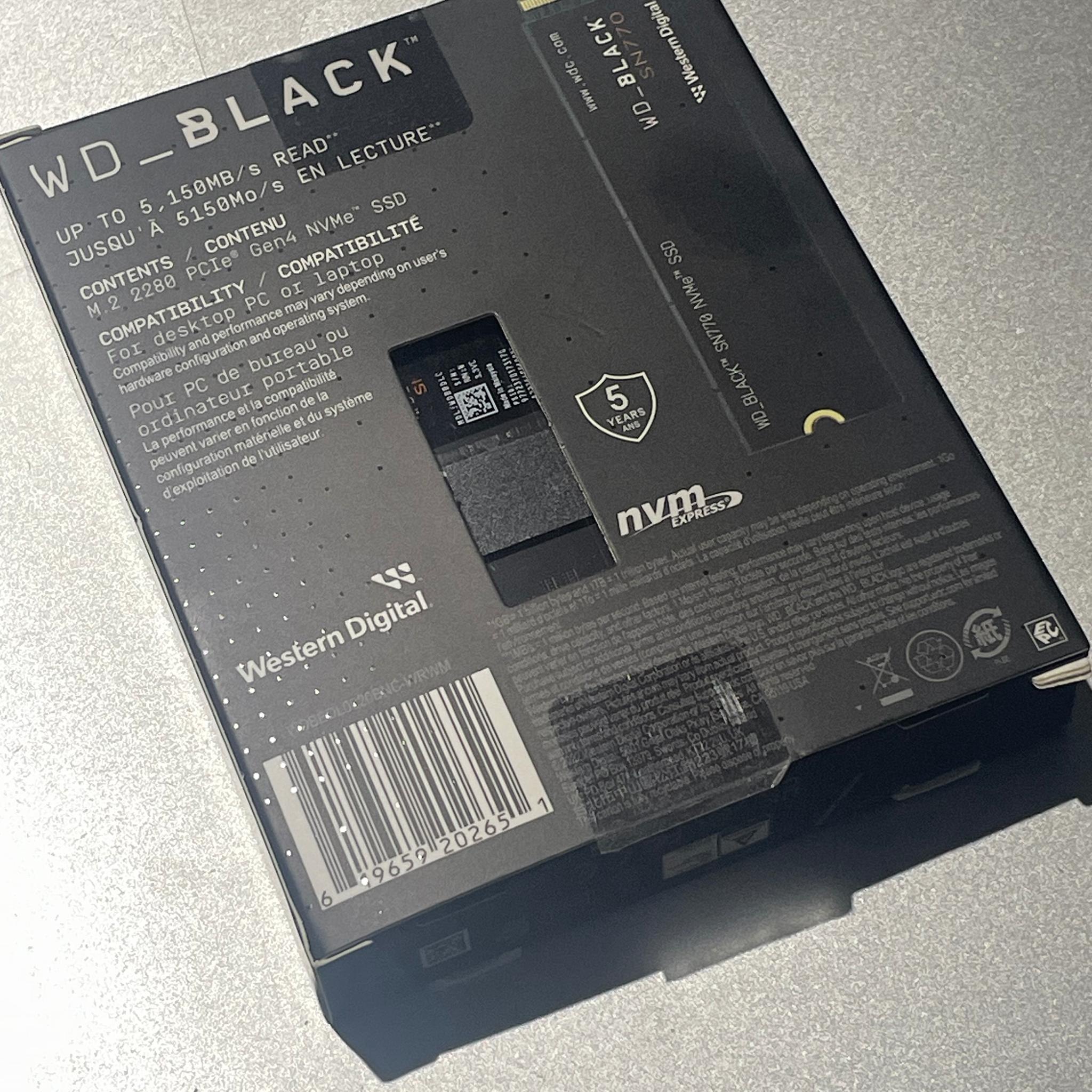 2TB WD_BLACK SN770 2TB M.2 NVMe Internal SSD (WDS200T3X0E)